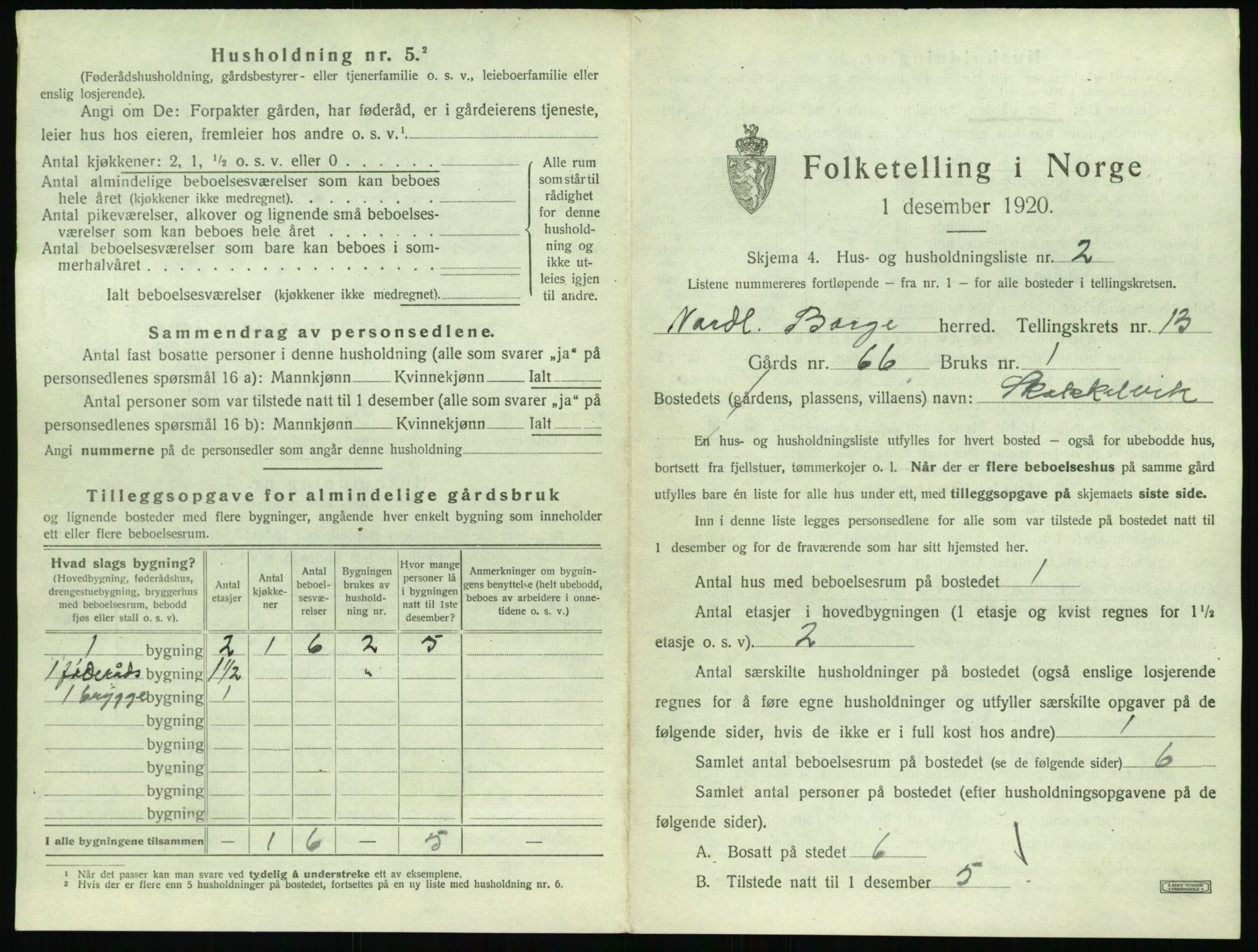 SAT, 1920 census for Borge, 1920, p. 1421