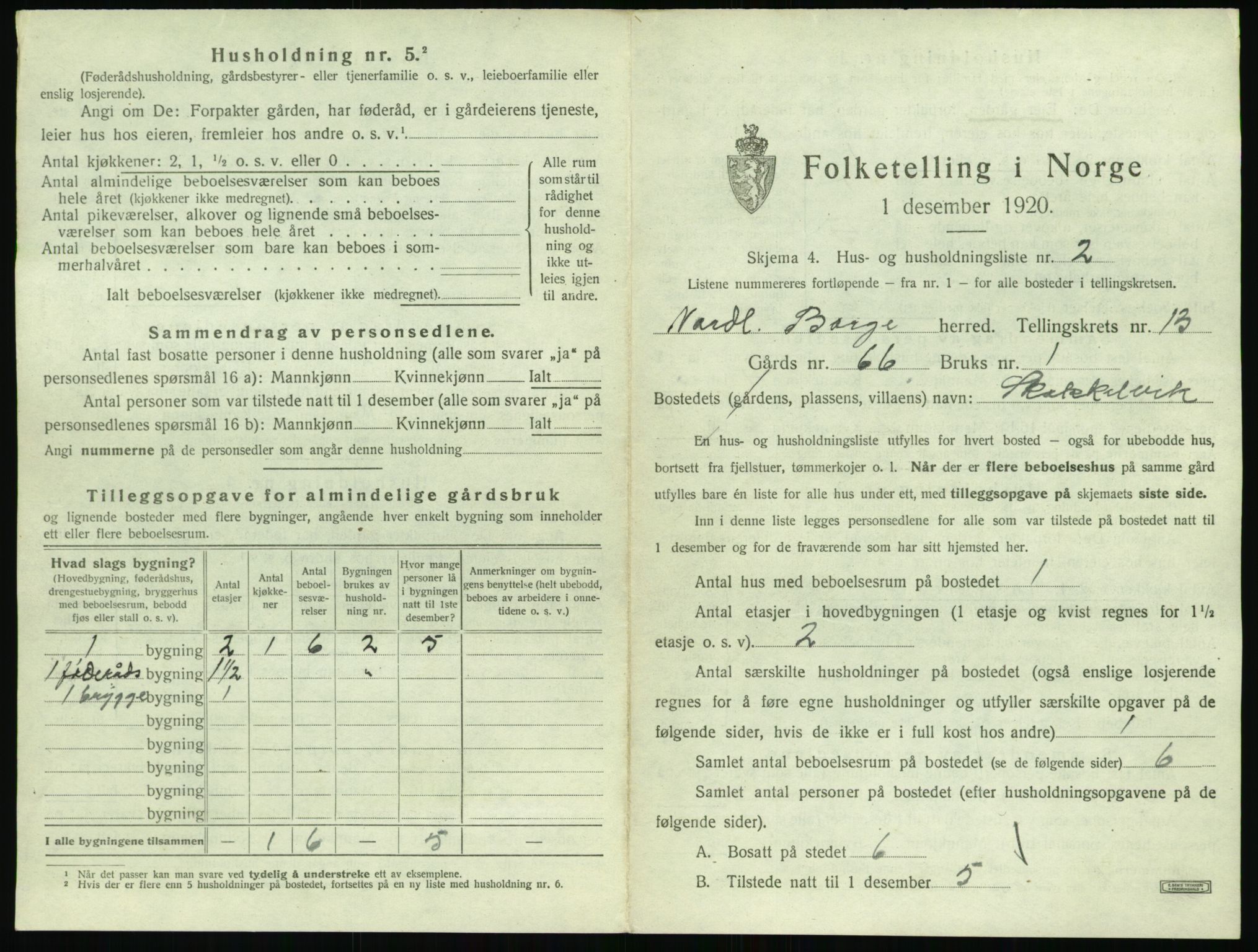 SAT, 1920 census for Borge, 1920, p. 1421