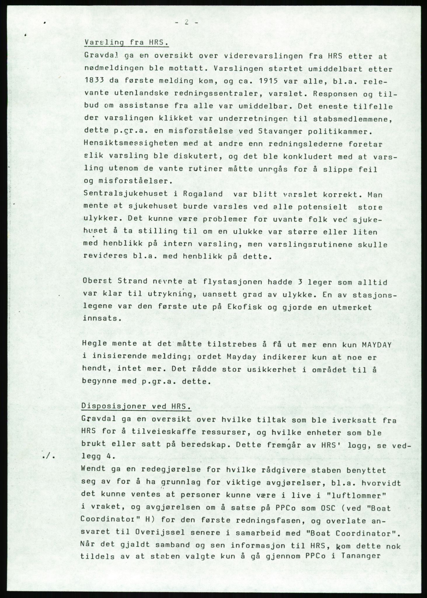 Justisdepartementet, Granskningskommisjonen ved Alexander Kielland-ulykken 27.3.1980, AV/RA-S-1165/D/L0017: P Hjelpefartøy (Doku.liste + P1-P6 av 6)/Q Hovedredningssentralen (Q0-Q27 av 27), 1980-1981, p. 564