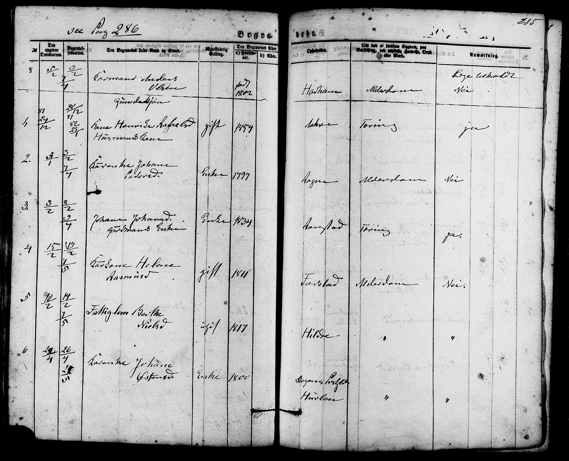 Ministerialprotokoller, klokkerbøker og fødselsregistre - Møre og Romsdal, AV/SAT-A-1454/536/L0500: Parish register (official) no. 536A09, 1876-1889, p. 285