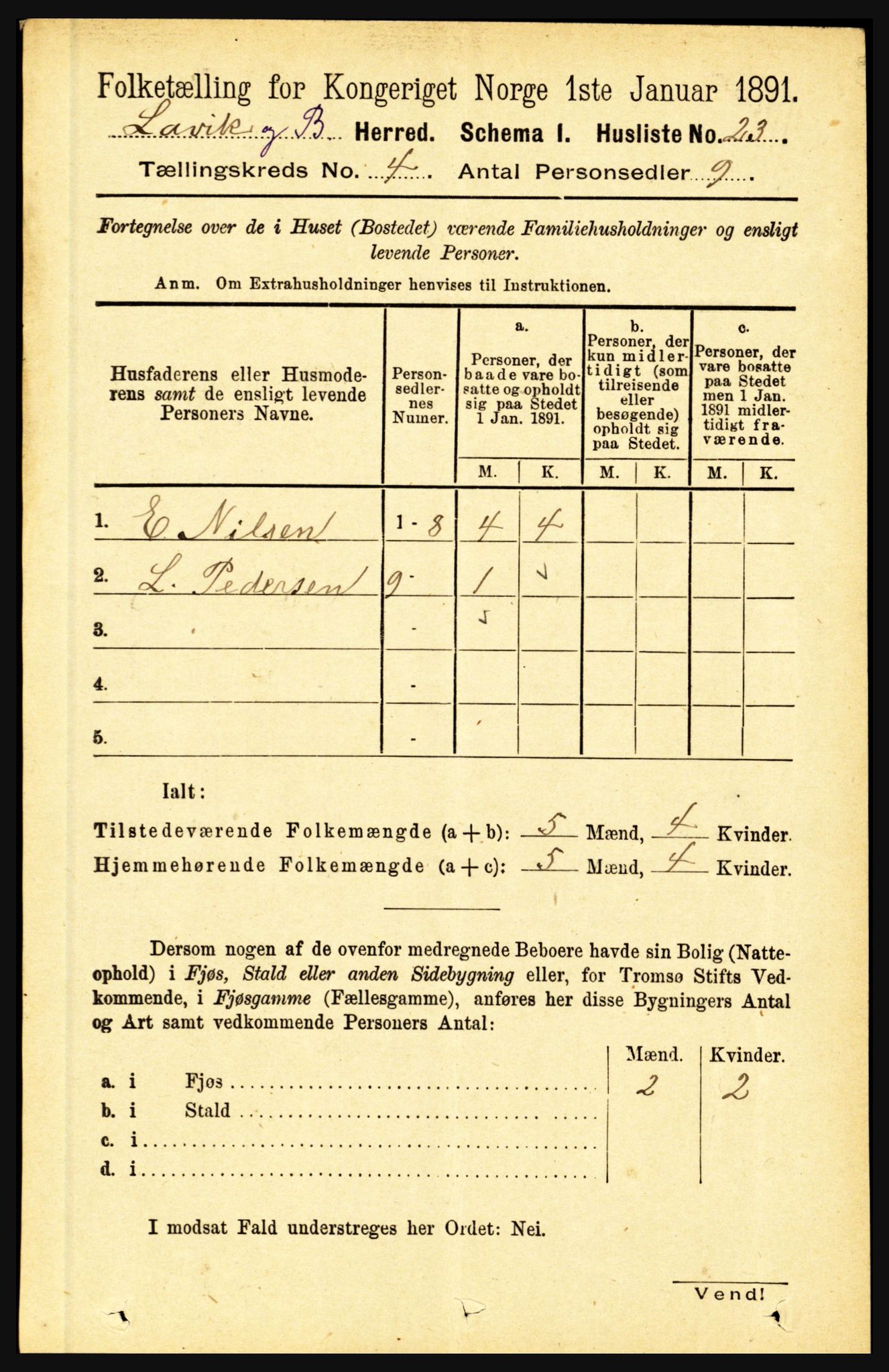 RA, 1891 census for 1415 Lavik og Brekke, 1891, p. 777