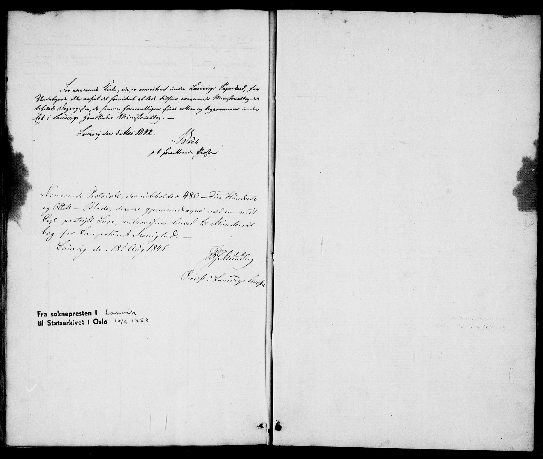 Larvik kirkebøker, AV/SAKO-A-352/F/Fb/L0003: Parish register (official) no. II 3, 1842-1856