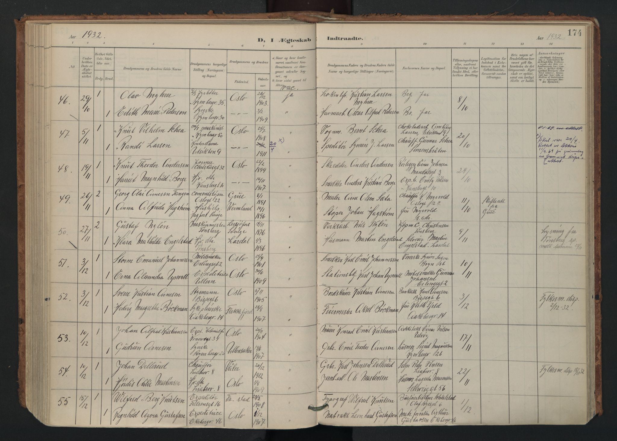 Gamlebyen prestekontor Kirkebøker, AV/SAO-A-10884/F/Fa/L0011: Parish register (official) no. 11, 1901-1939, p. 174