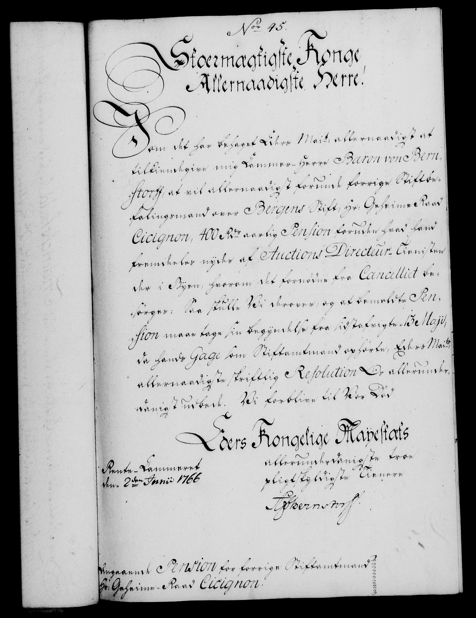 Rentekammeret, Kammerkanselliet, RA/EA-3111/G/Gf/Gfa/L0048: Norsk relasjons- og resolusjonsprotokoll (merket RK 52.48), 1766, p. 236