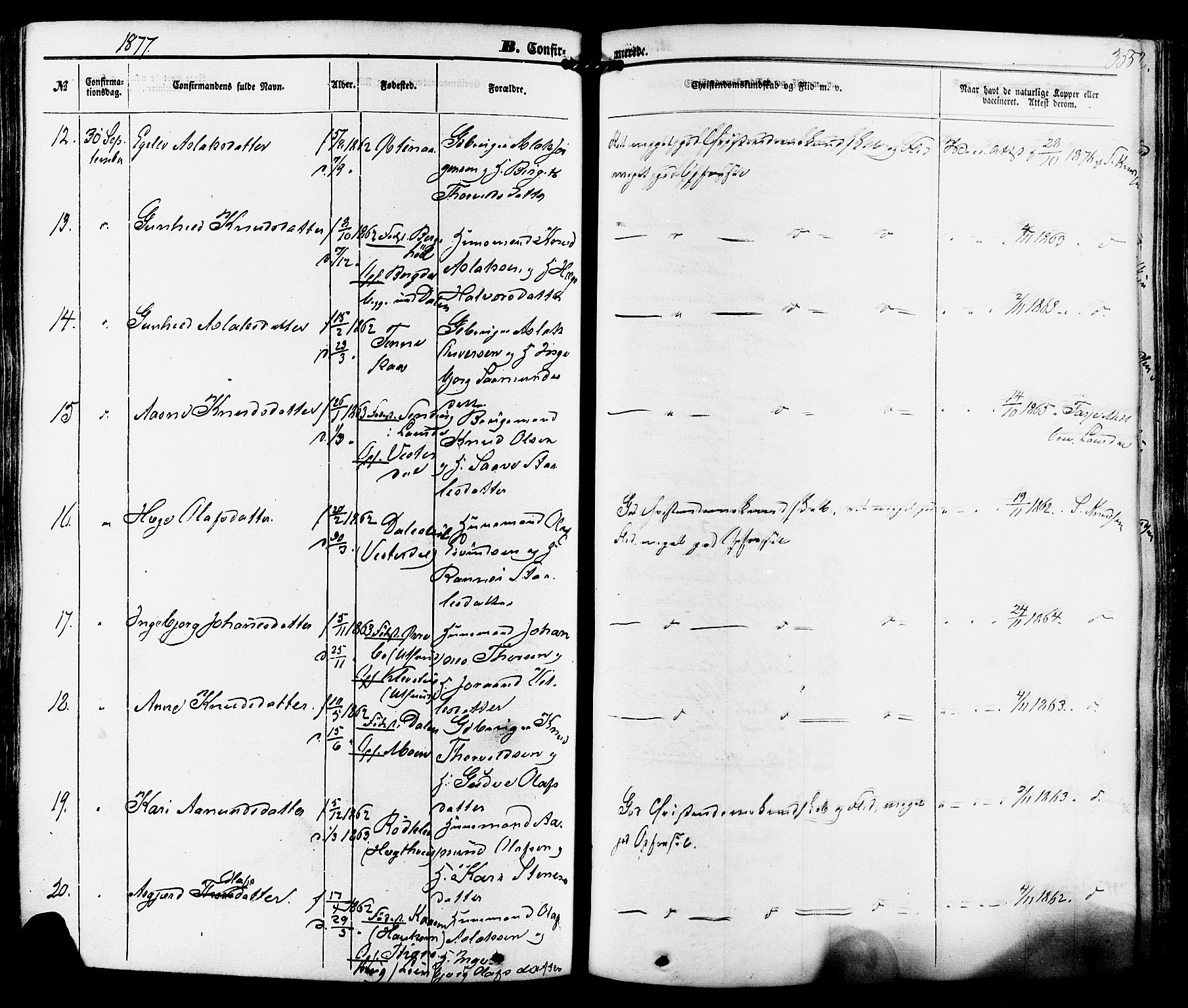 Kviteseid kirkebøker, AV/SAKO-A-276/F/Fa/L0007: Parish register (official) no. I 7, 1859-1881, p. 355