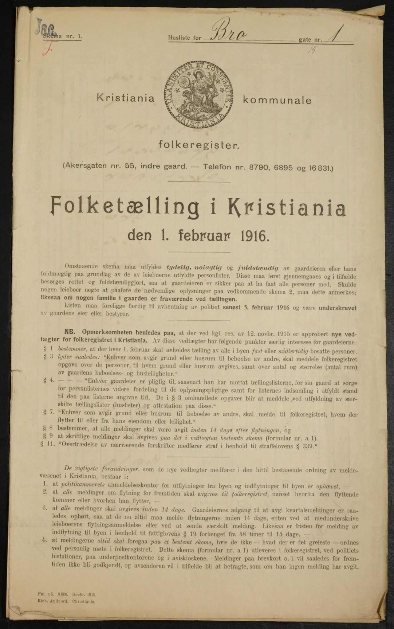 OBA, Municipal Census 1916 for Kristiania, 1916, p. 9818