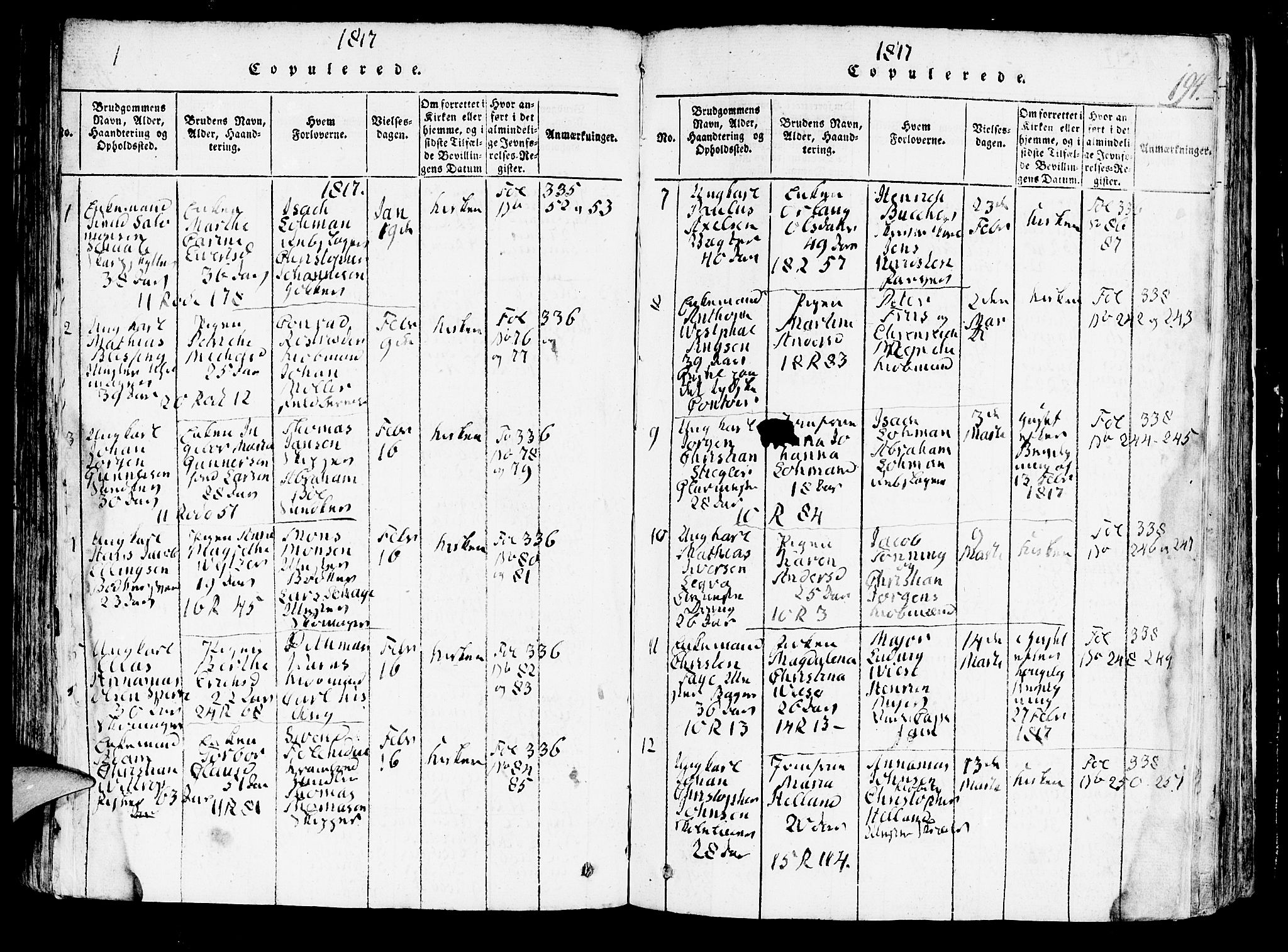 Domkirken sokneprestembete, SAB/A-74801/H/Hab/L0001: Parish register (copy) no. A 1, 1816-1821, p. 194