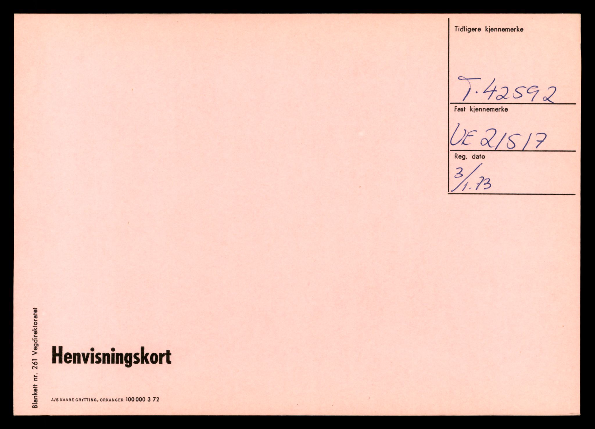 Møre og Romsdal vegkontor - Ålesund trafikkstasjon, SAT/A-4099/F/Ff/L0008: Overførings-/henvisningskort T 42590 - T 45209, 1927-1998, p. 3