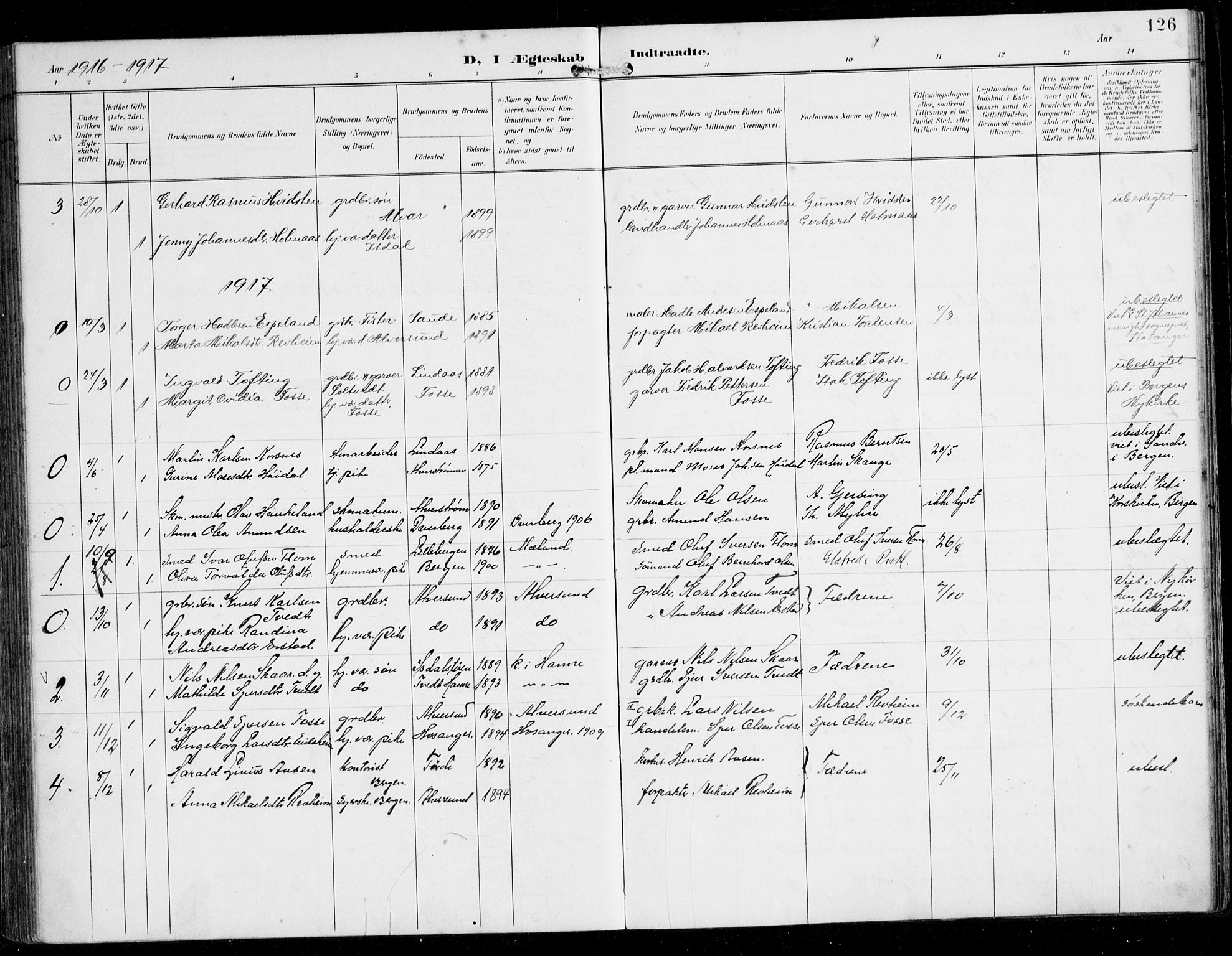 Alversund Sokneprestembete, SAB/A-73901/H/Ha/Haa/Haaa/L0003: Parish register (official) no. A 3, 1897-1926, p. 126