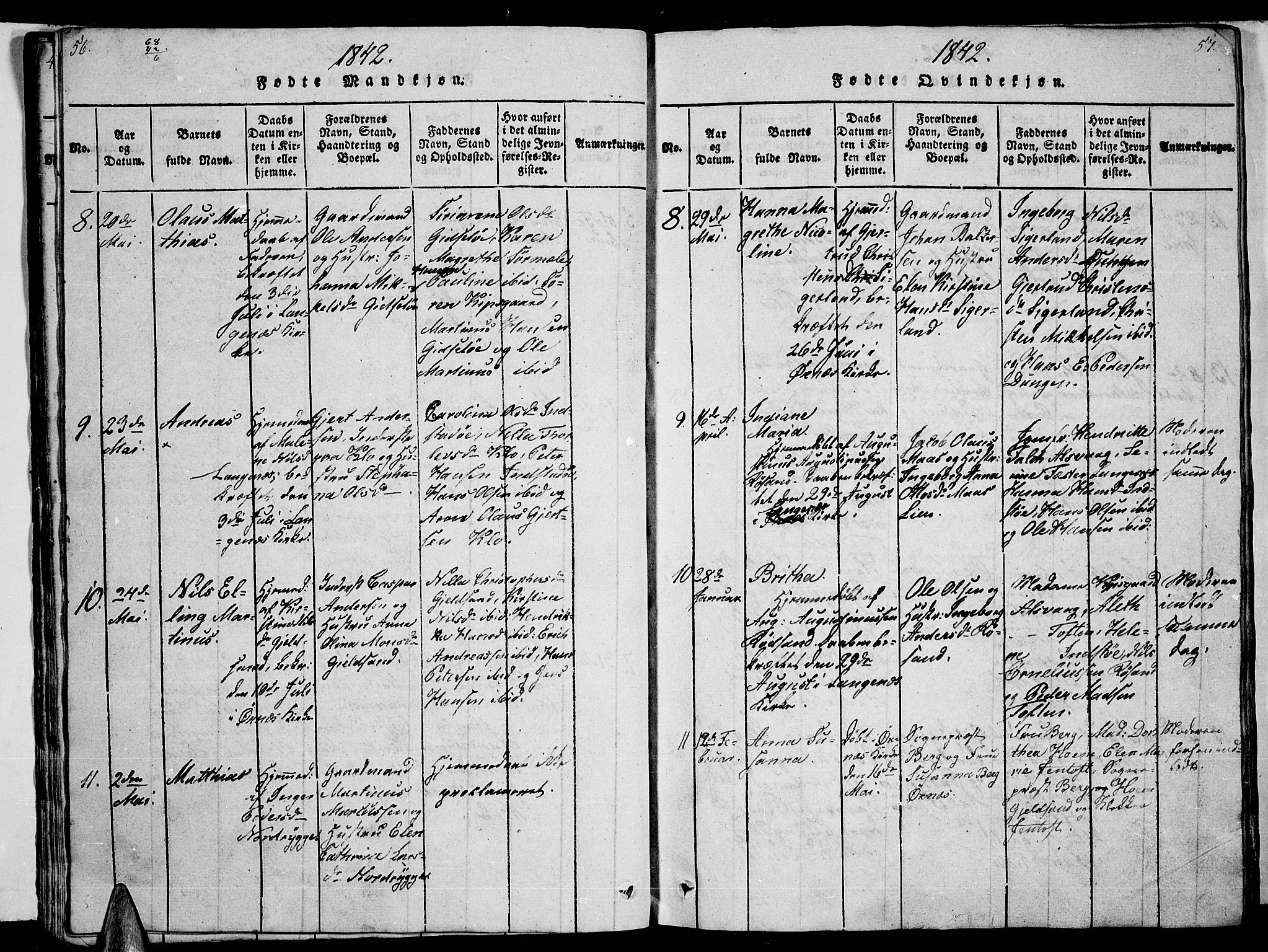 Ministerialprotokoller, klokkerbøker og fødselsregistre - Nordland, AV/SAT-A-1459/893/L1346: Parish register (copy) no. 893C01, 1820-1858, p. 56-57