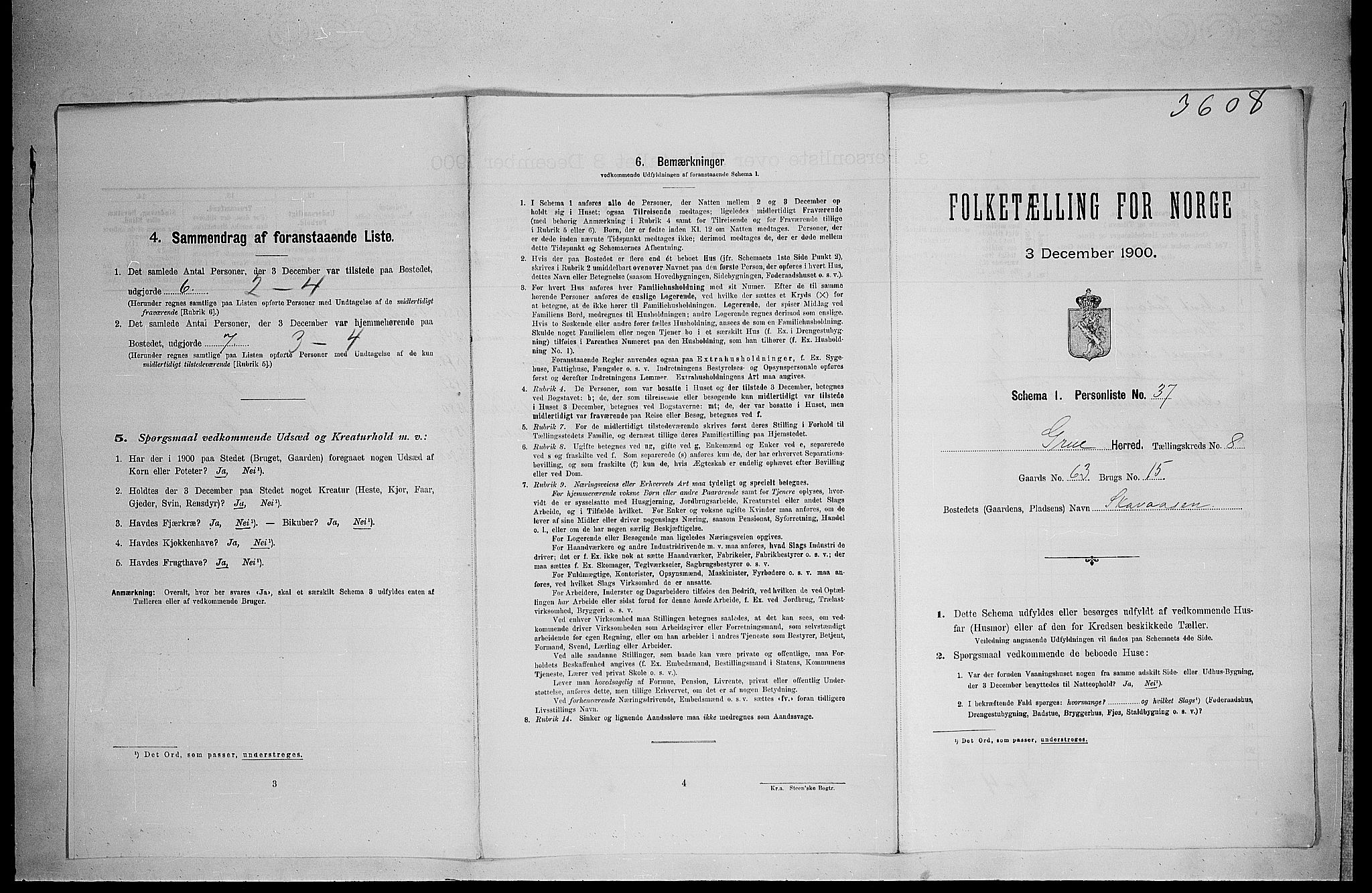 SAH, 1900 census for Grue, 1900, p. 1398