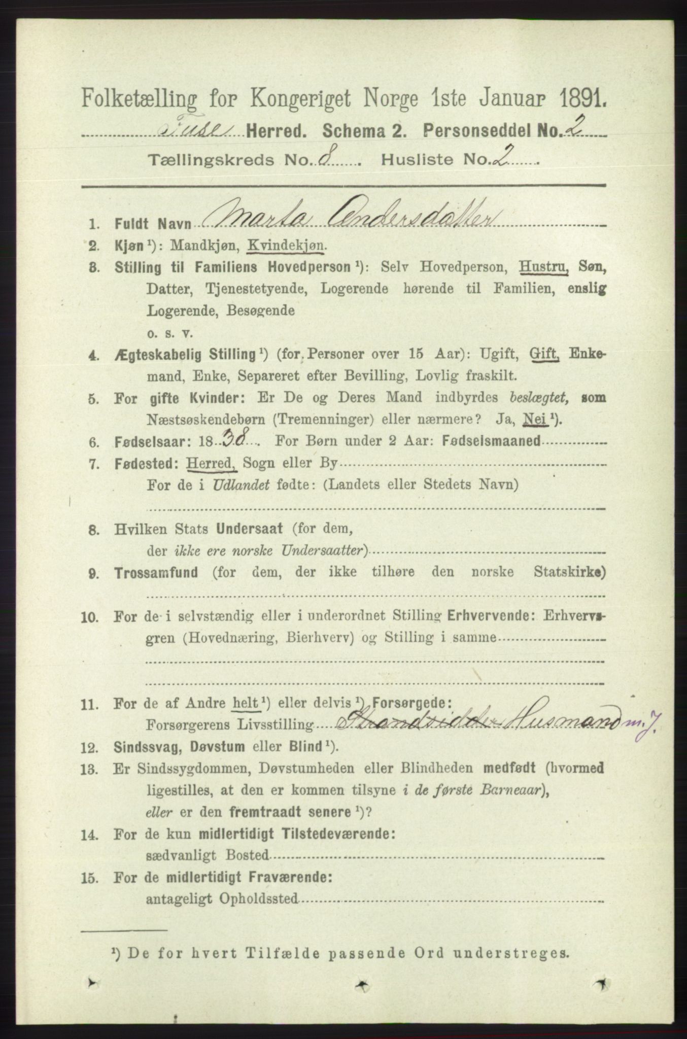 RA, 1891 census for 1241 Fusa, 1891, p. 1567