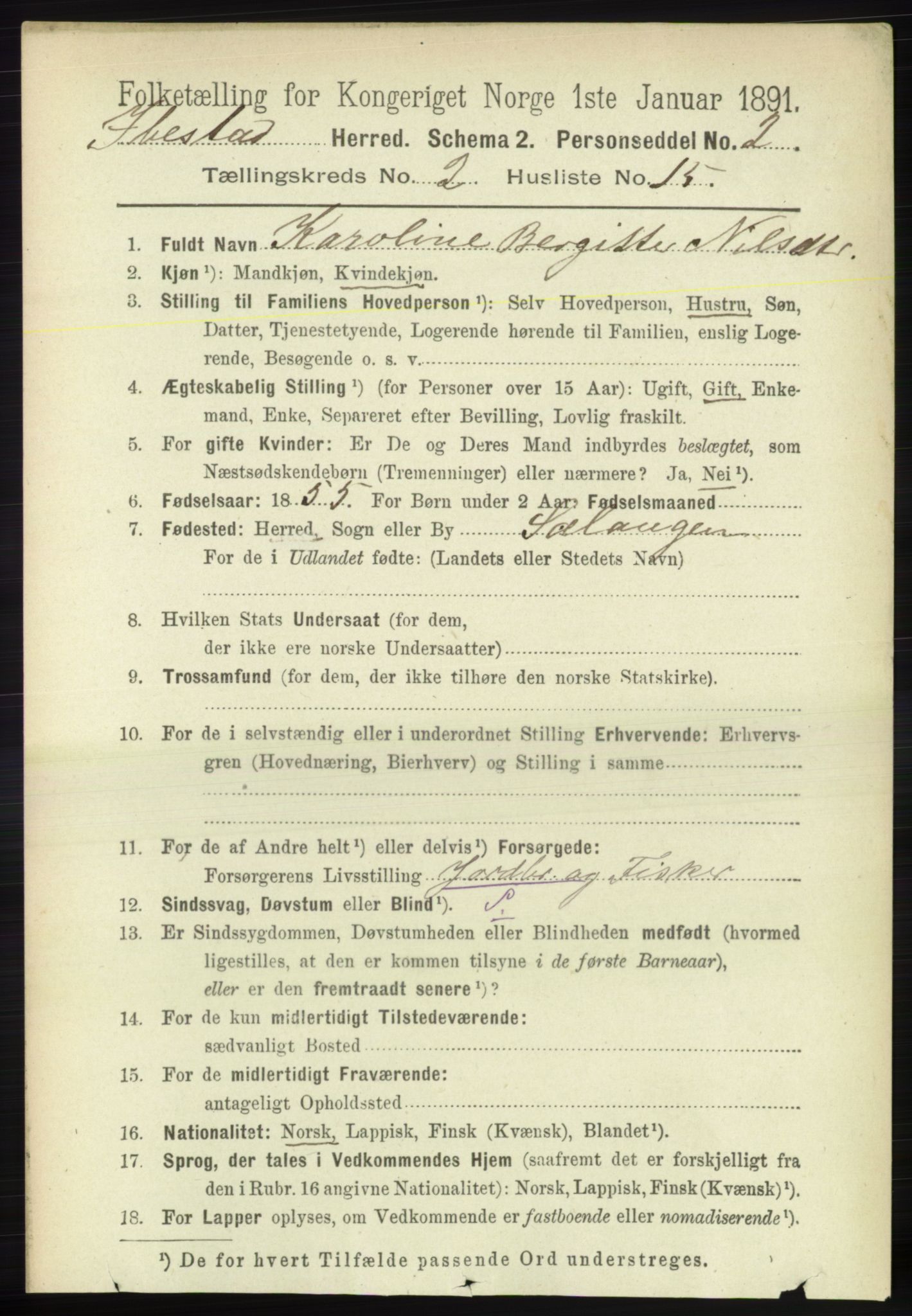 RA, 1891 census for 1917 Ibestad, 1891, p. 897