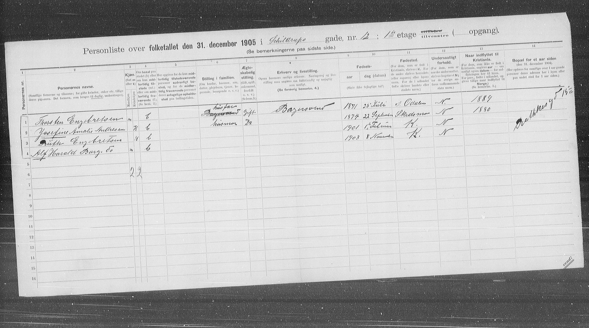 OBA, Municipal Census 1905 for Kristiania, 1905, p. 49716