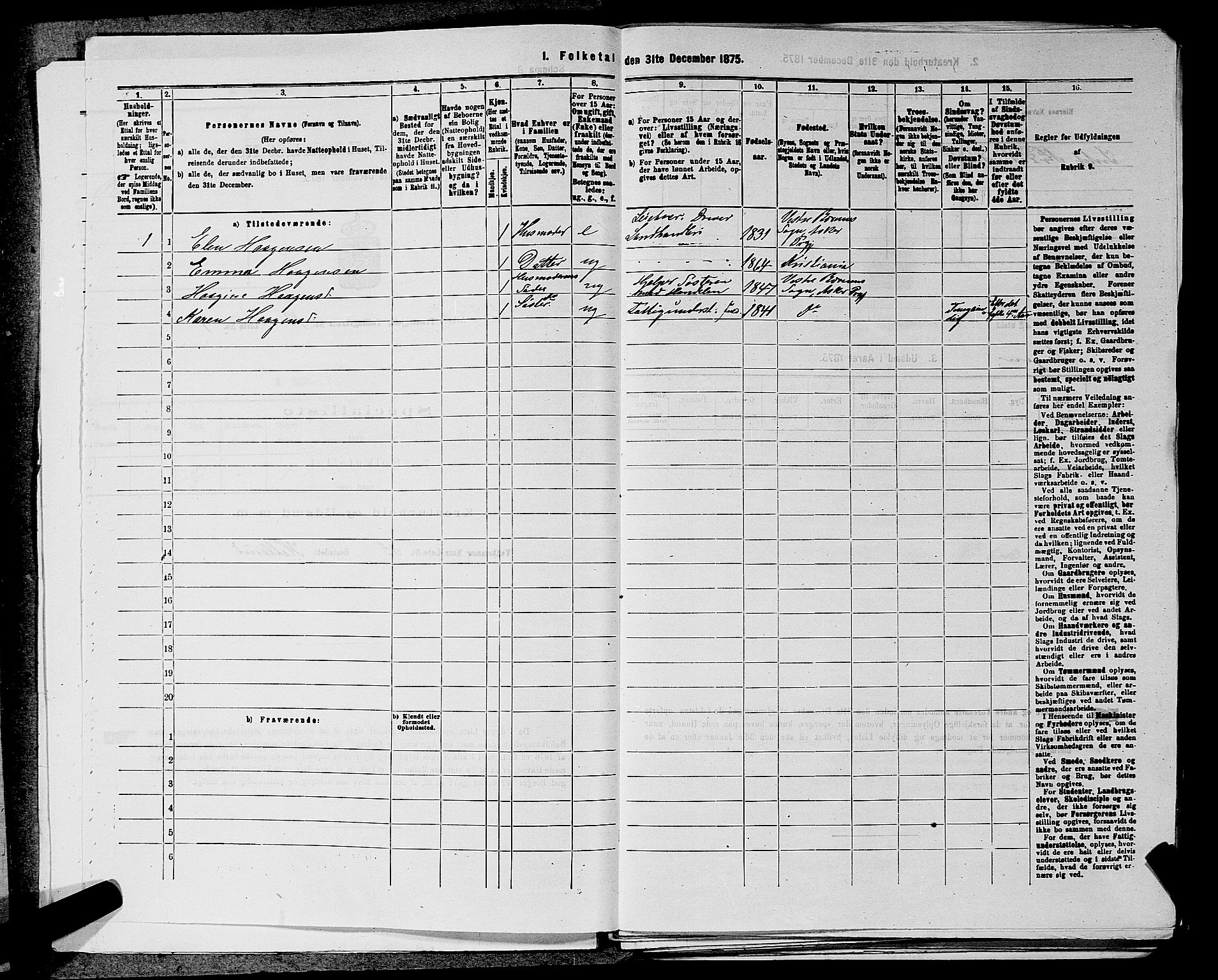 RA, 1875 census for 0220P Asker, 1875, p. 2039