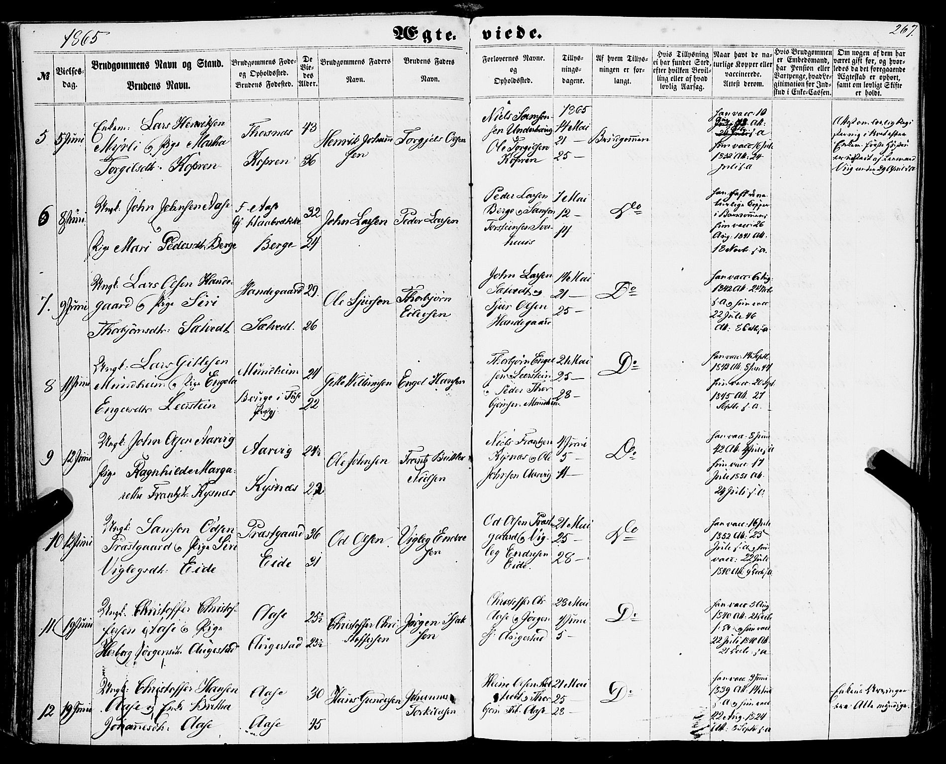 Strandebarm sokneprestembete, AV/SAB-A-78401/H/Haa: Parish register (official) no. A 8, 1858-1872, p. 267