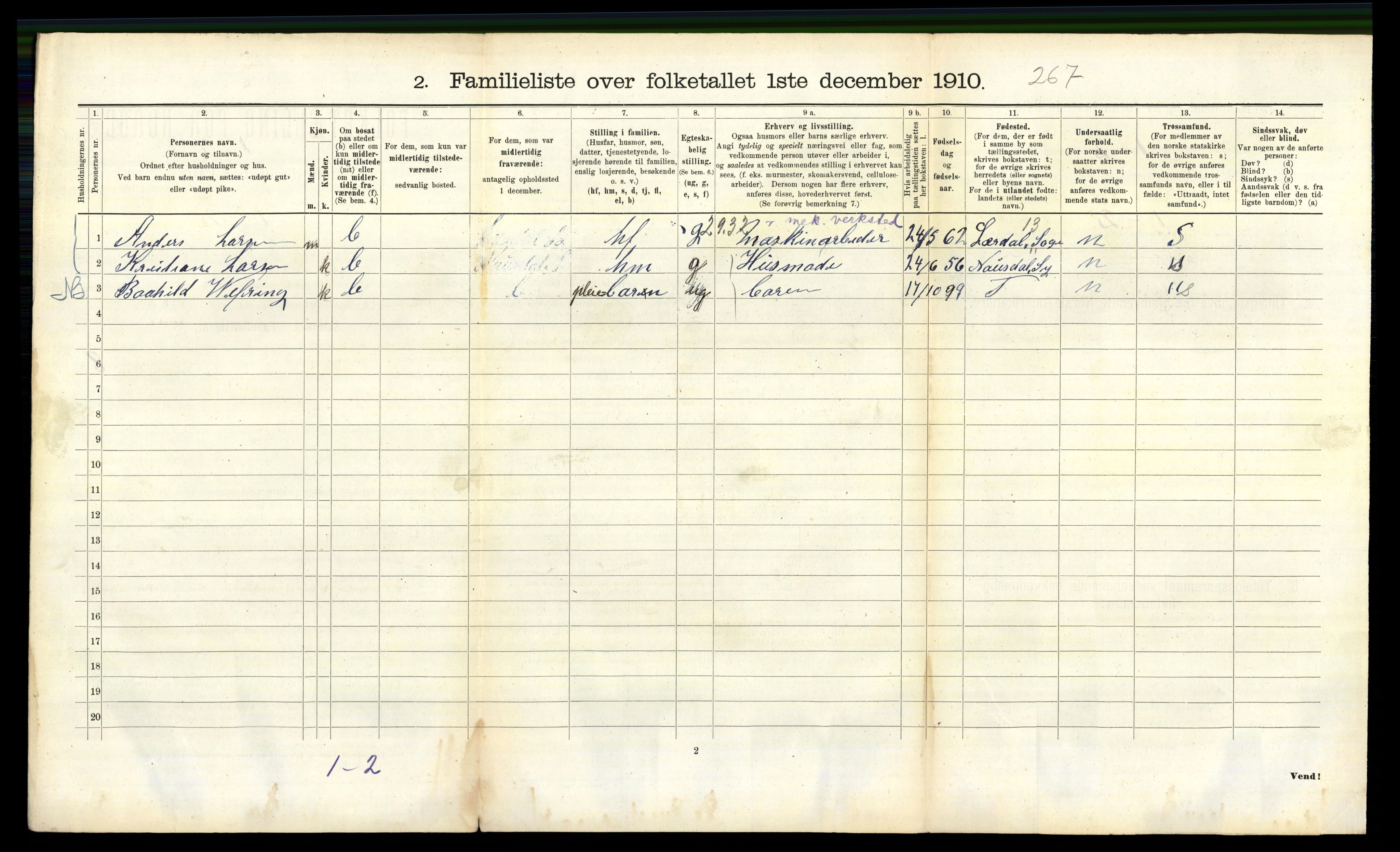 RA, 1910 census for Bergen, 1910, p. 2878