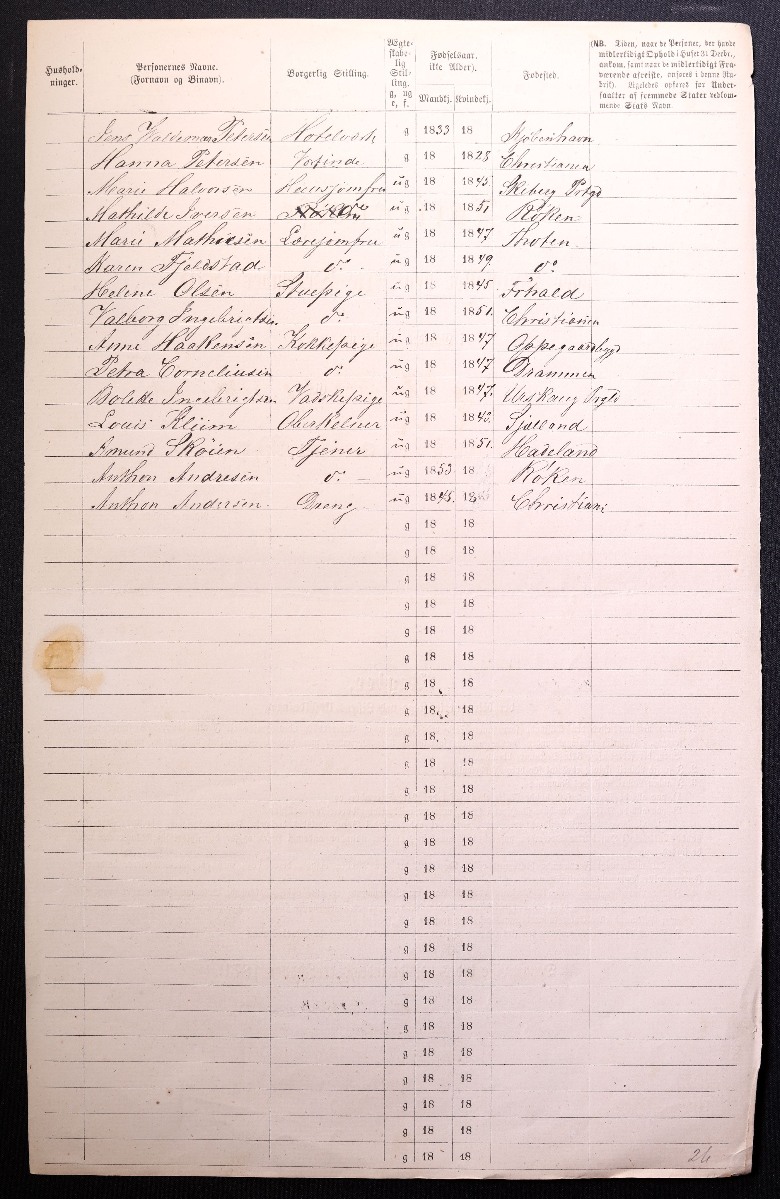 RA, 1870 census for 0301 Kristiania, 1870, p. 4275