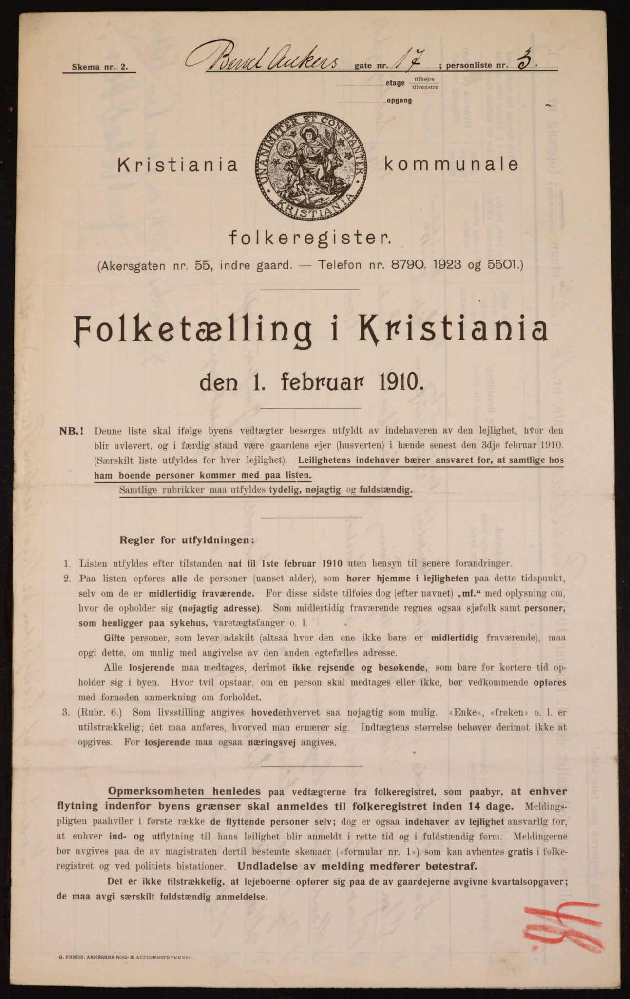 OBA, Municipal Census 1910 for Kristiania, 1910, p. 4559