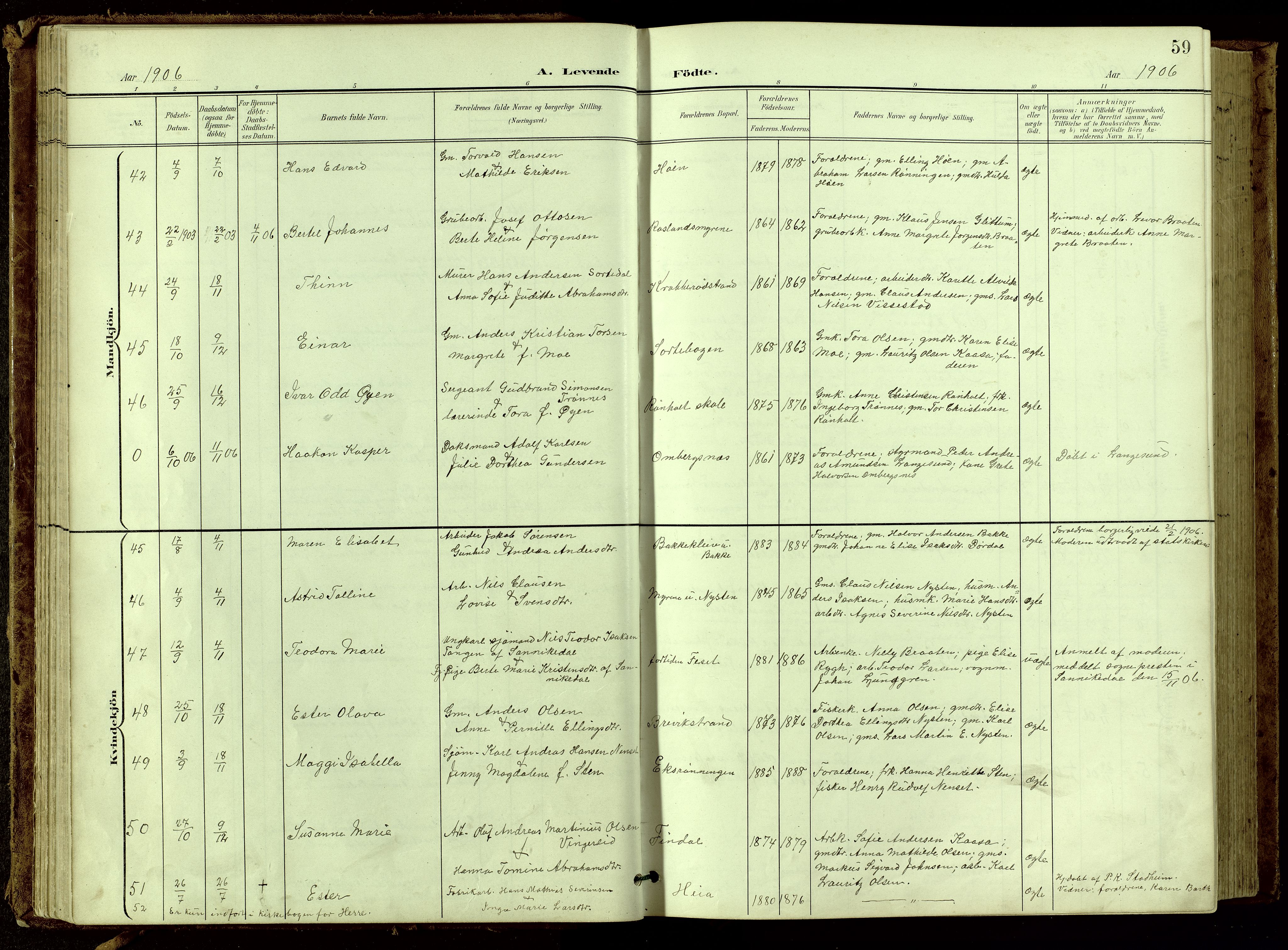 Bamble kirkebøker, SAKO/A-253/G/Ga/L0010: Parish register (copy) no. I 10, 1901-1919, p. 59