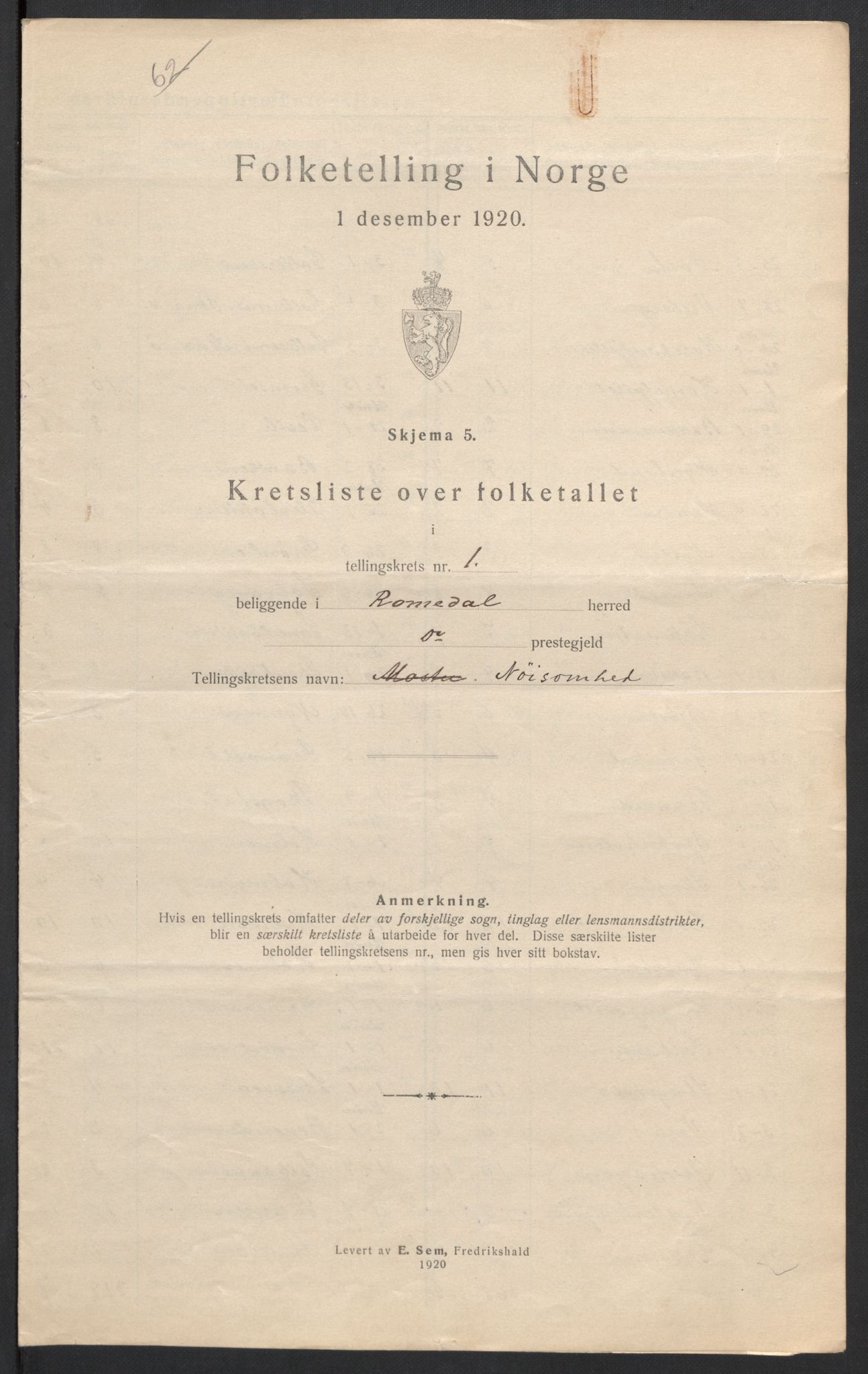 SAH, 1920 census for Romedal, 1920, p. 10