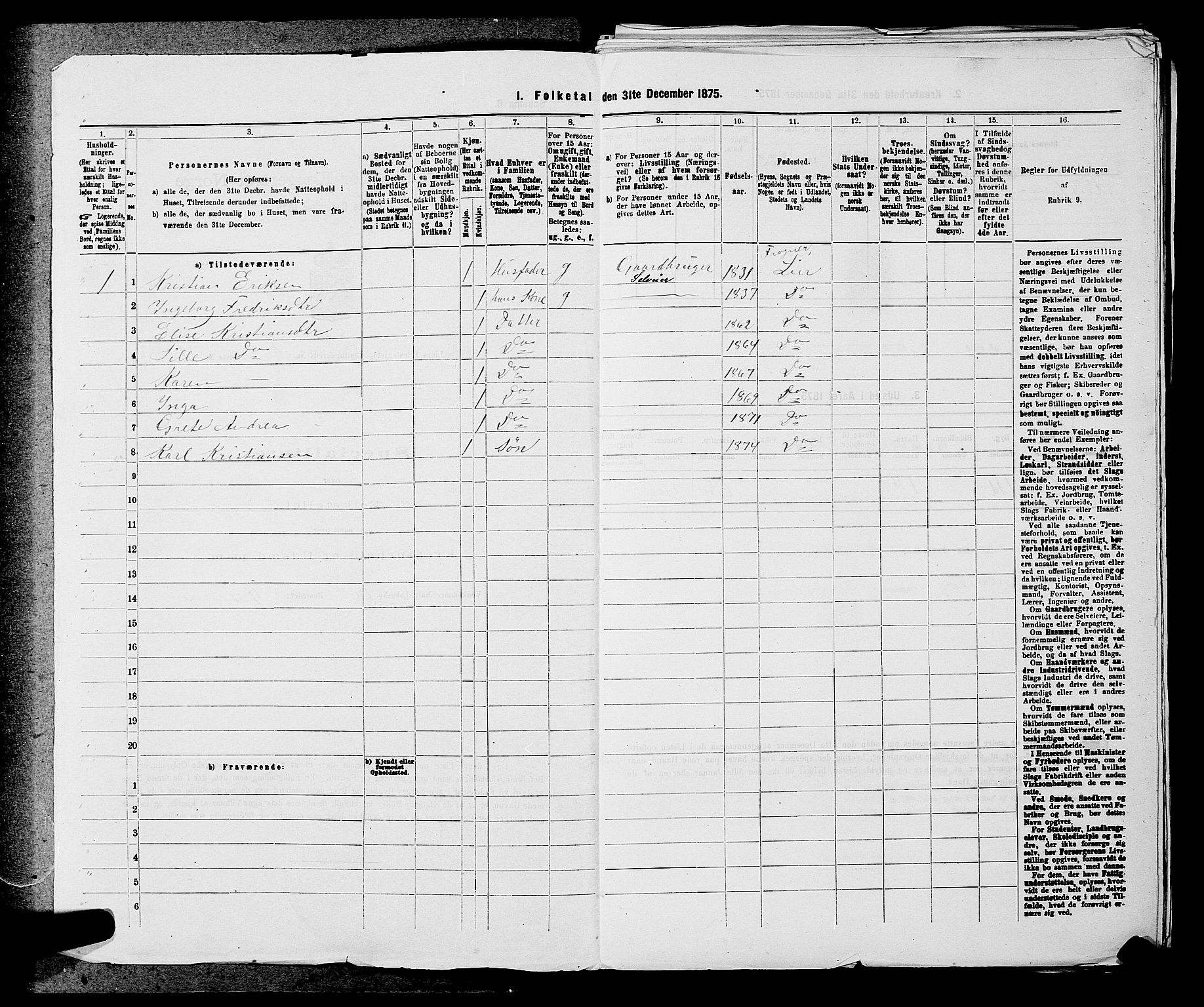 SAKO, 1875 census for 0626P Lier, 1875, p. 940