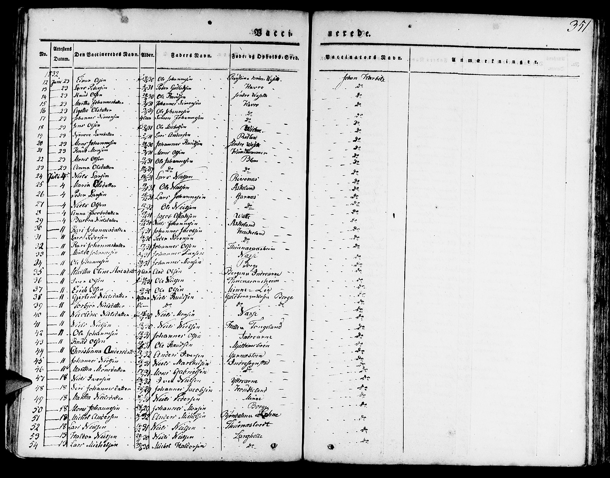 Haus sokneprestembete, AV/SAB-A-75601/H/Haa: Parish register (official) no. A 14, 1827-1838, p. 351