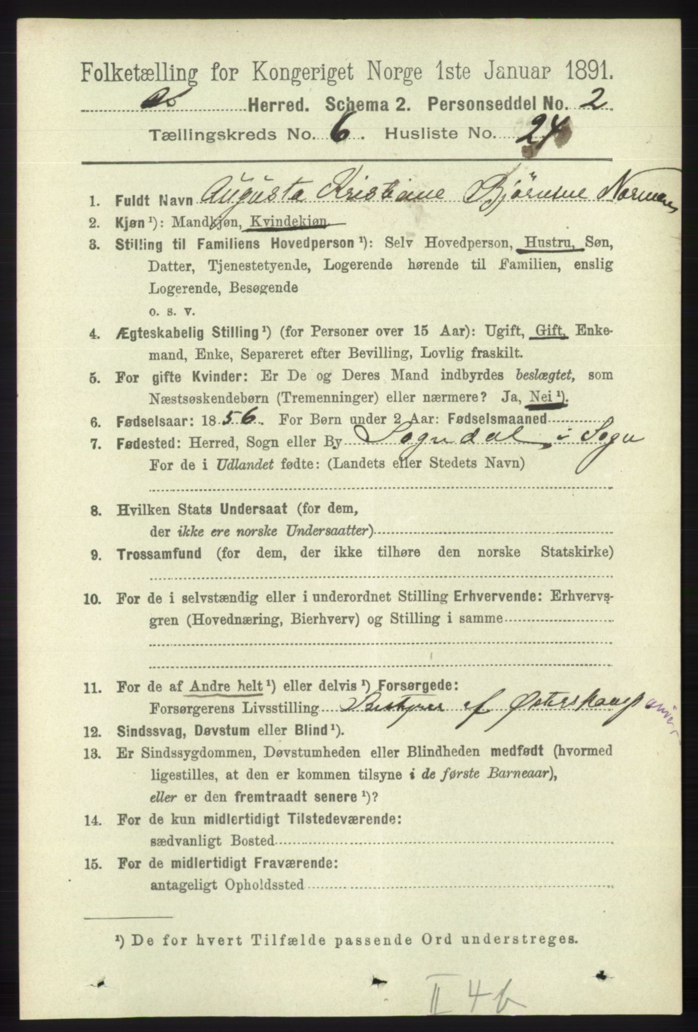 RA, 1891 census for 1243 Os, 1891, p. 1573