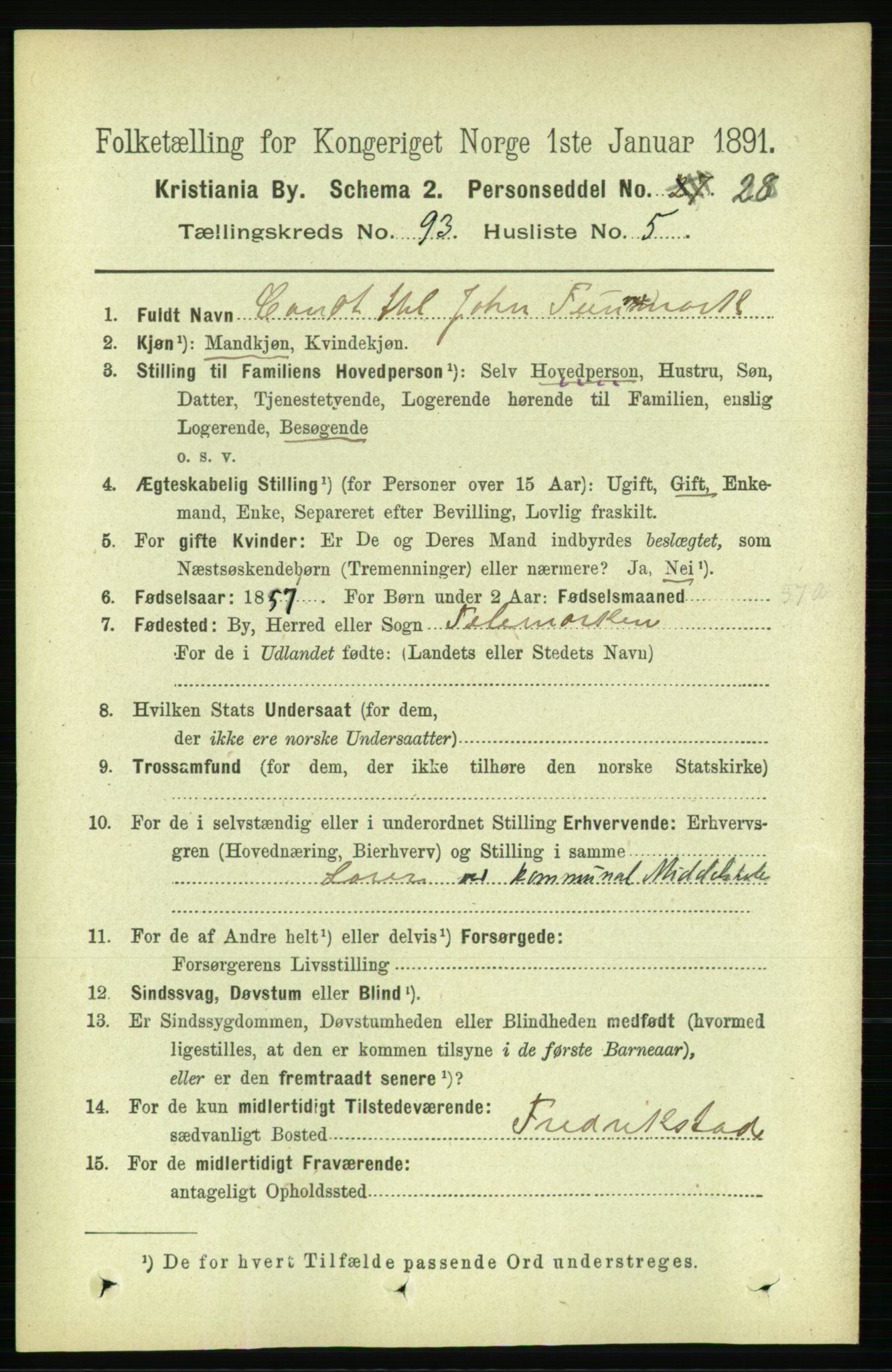 RA, 1891 census for 0301 Kristiania, 1891, p. 45667