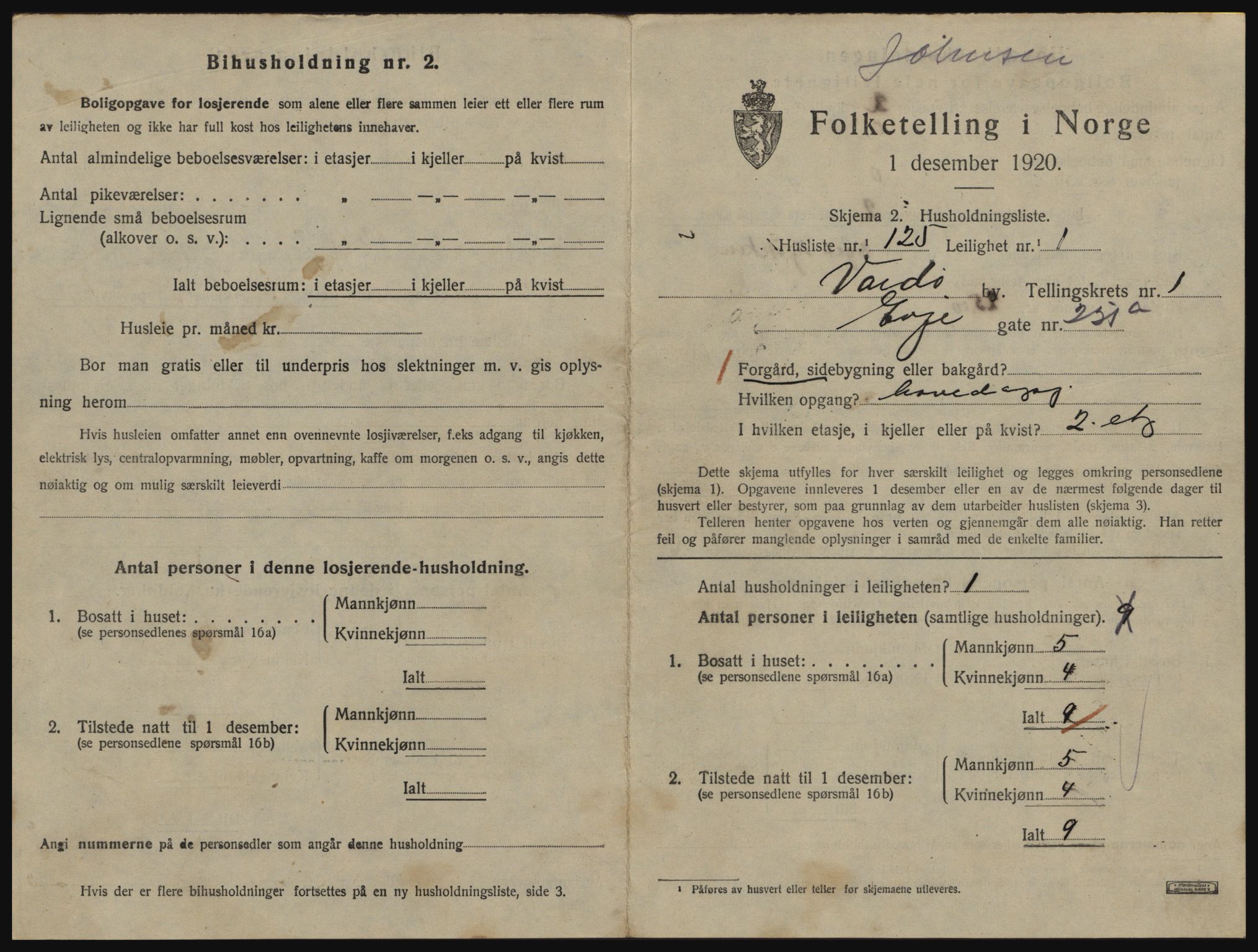 SATØ, 1920 census for Vardø, 1920, p. 1437