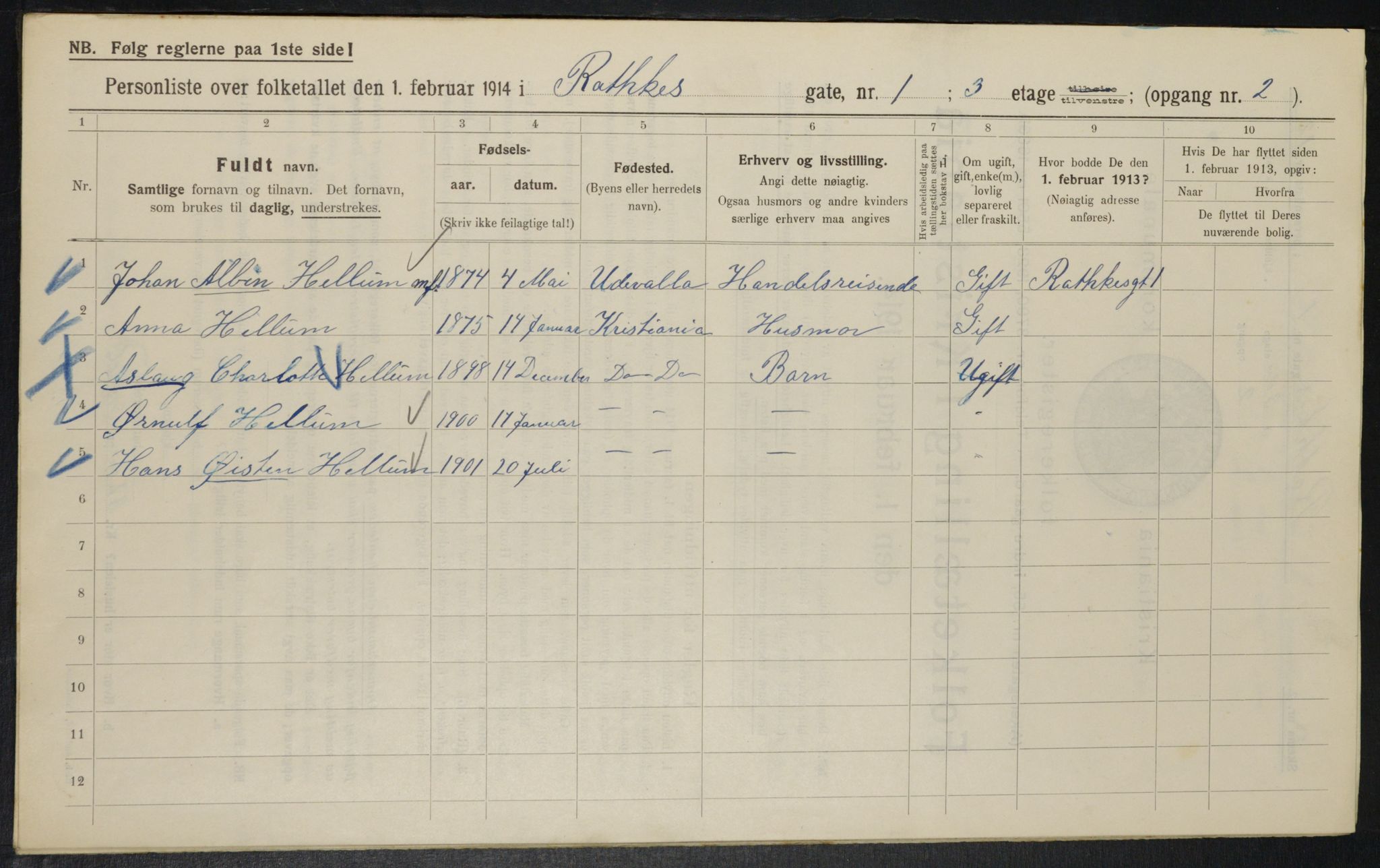 OBA, Municipal Census 1914 for Kristiania, 1914, p. 81856