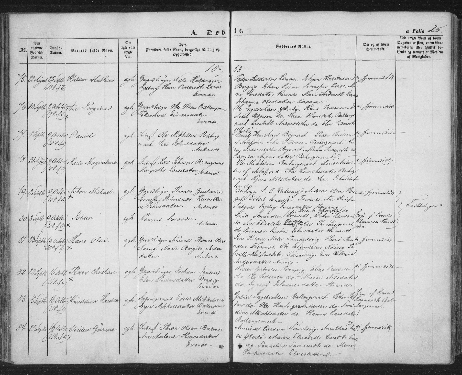 Ministerialprotokoller, klokkerbøker og fødselsregistre - Nordland, AV/SAT-A-1459/863/L0895: Parish register (official) no. 863A07, 1851-1860, p. 26