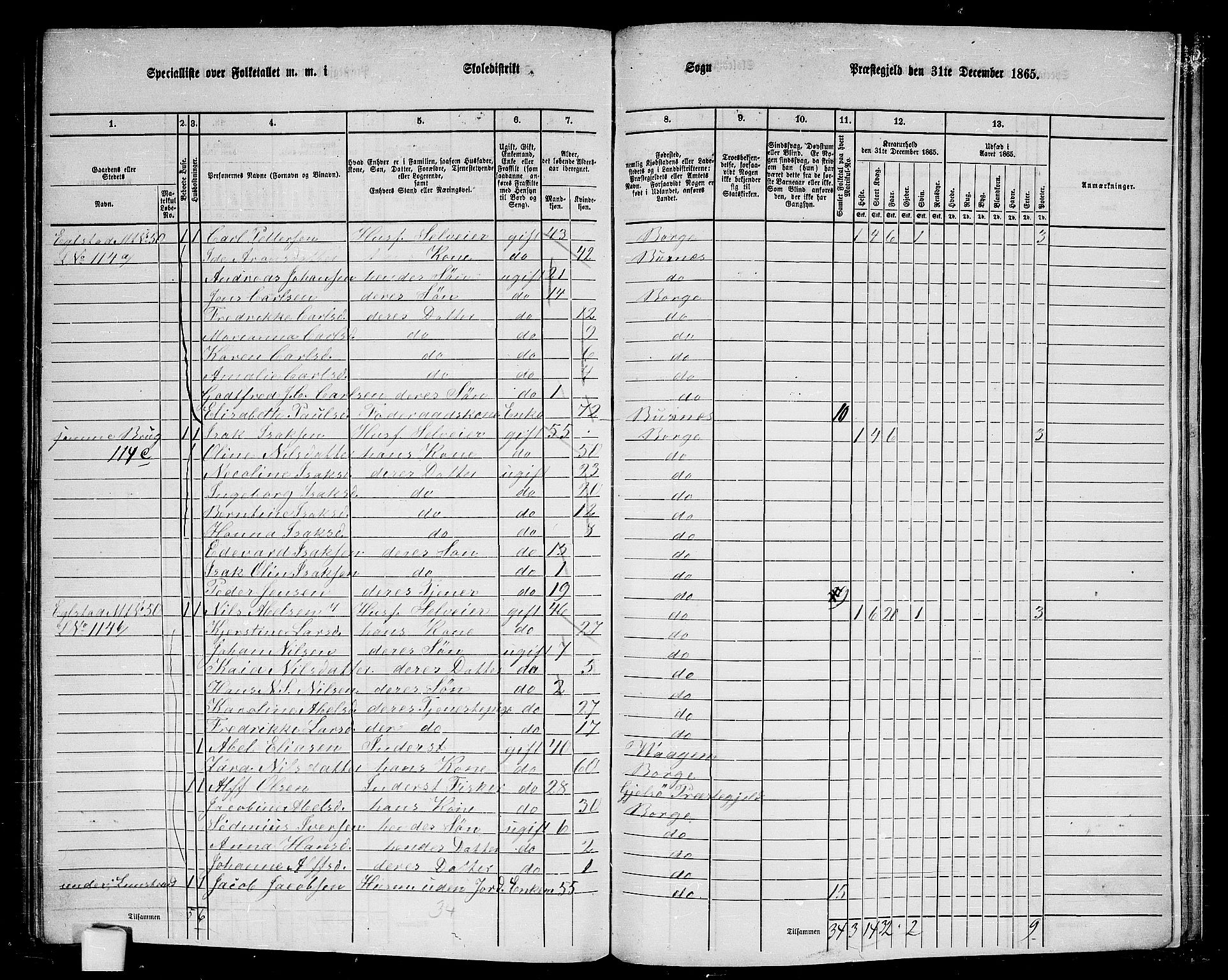 RA, 1865 census for Borge, 1865, p. 79