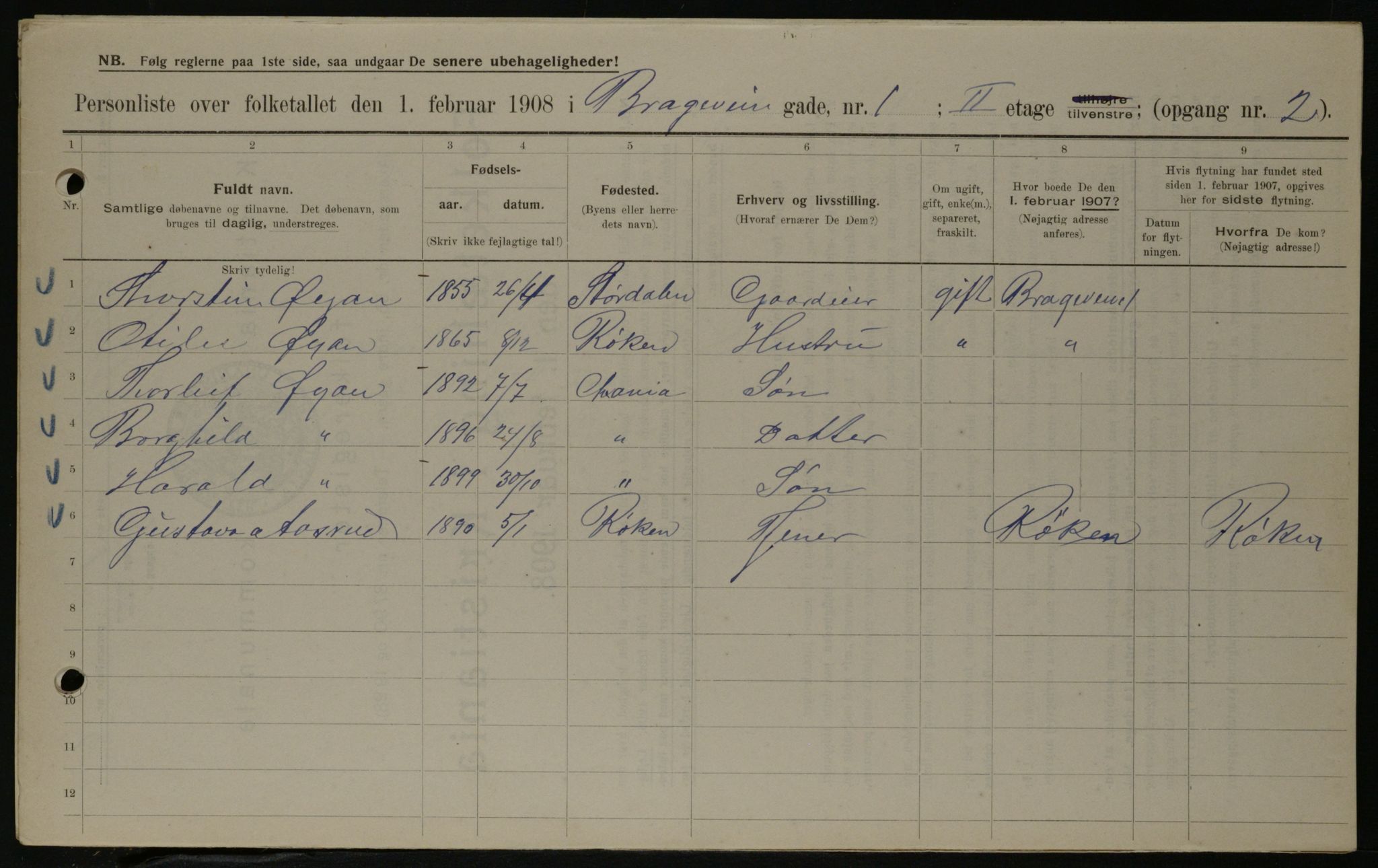 OBA, Municipal Census 1908 for Kristiania, 1908, p. 7815