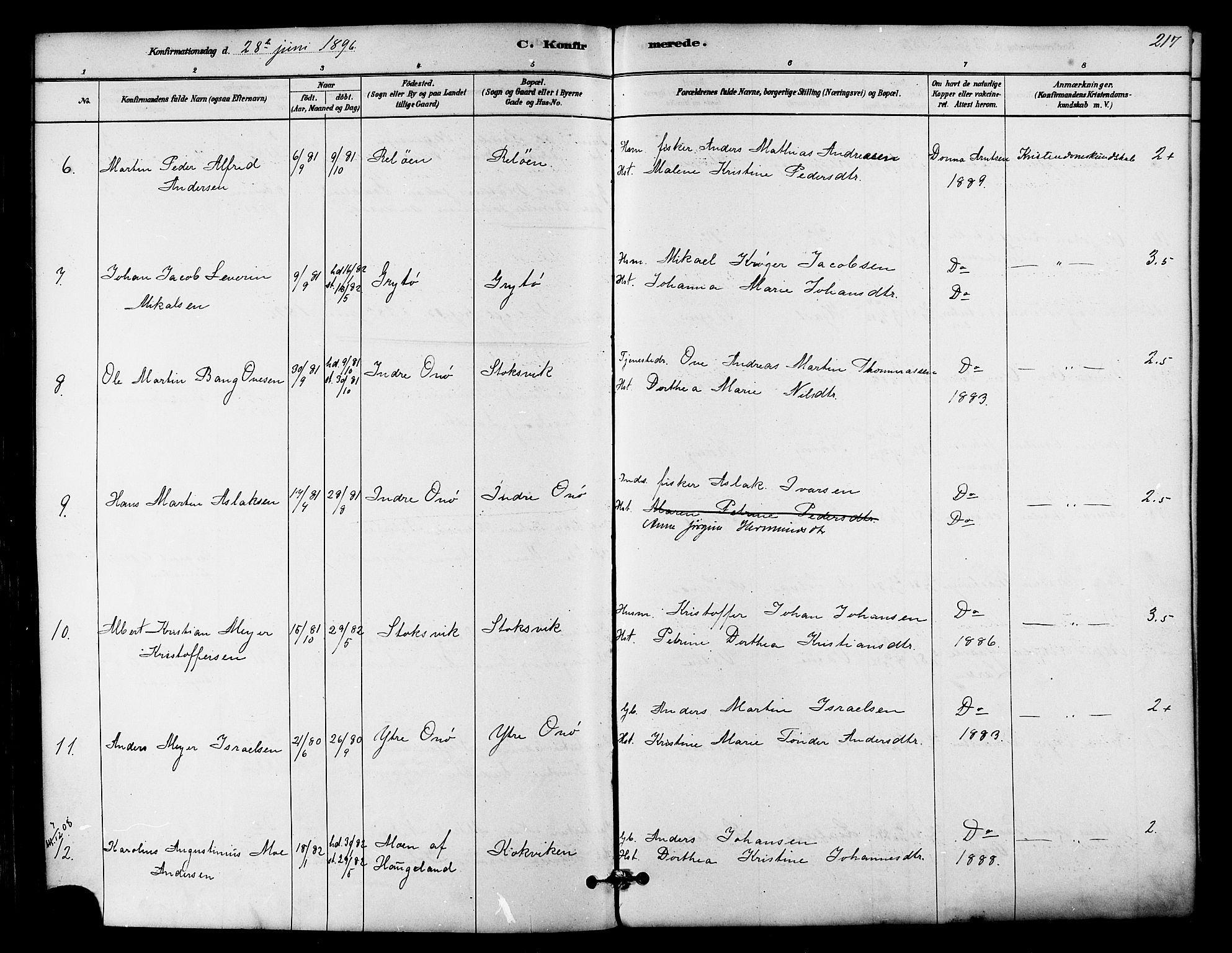 Ministerialprotokoller, klokkerbøker og fødselsregistre - Nordland, AV/SAT-A-1459/839/L0568: Parish register (official) no. 839A05, 1880-1902, p. 217