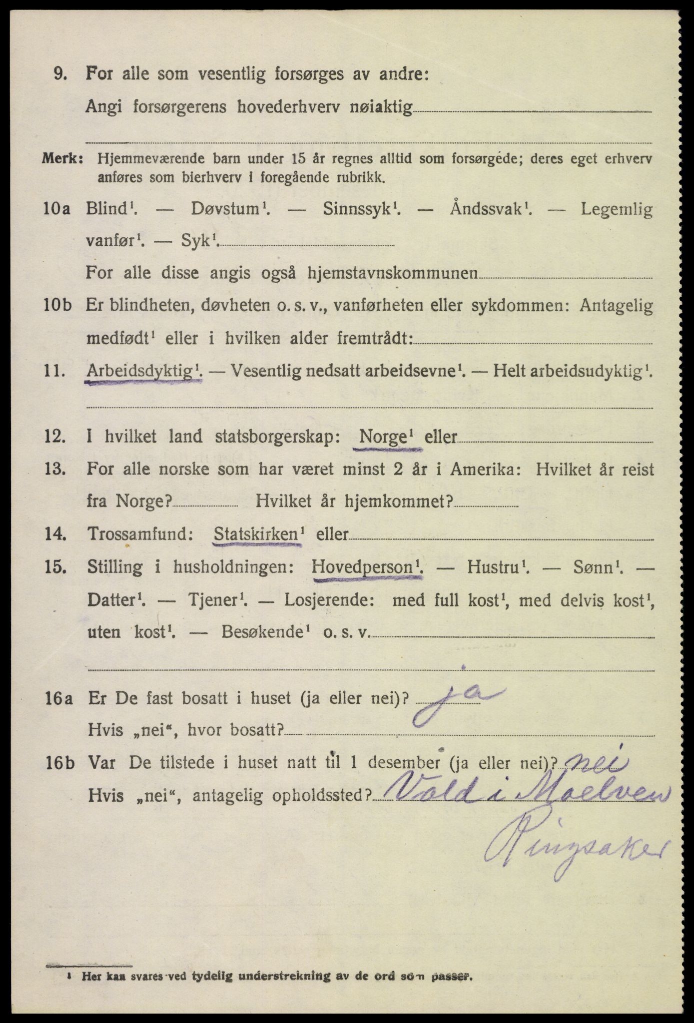 SAH, 1920 census for Ringsaker, 1920, p. 26987