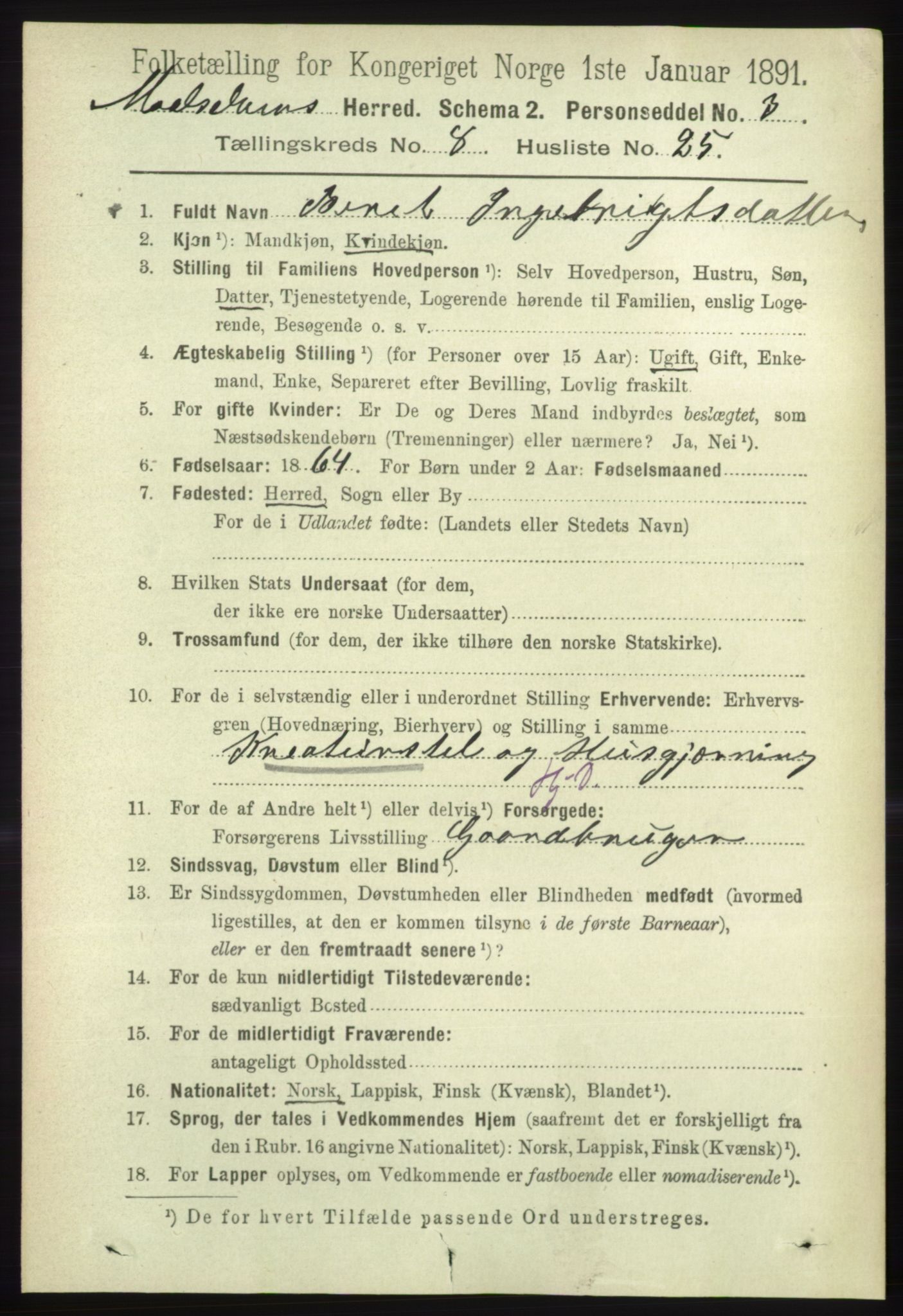 RA, 1891 census for 1924 Målselv, 1891, p. 2698