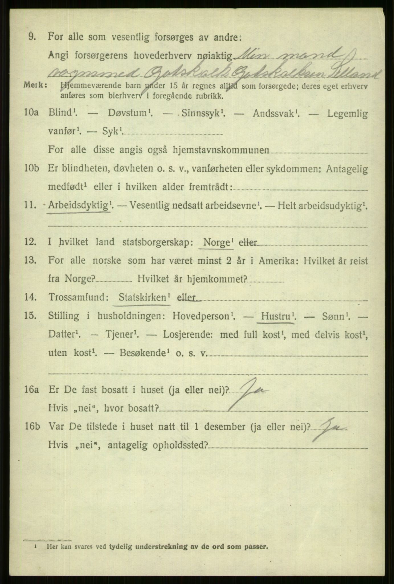 SAB, 1920 census for Vossestrand, 1920, p. 4239