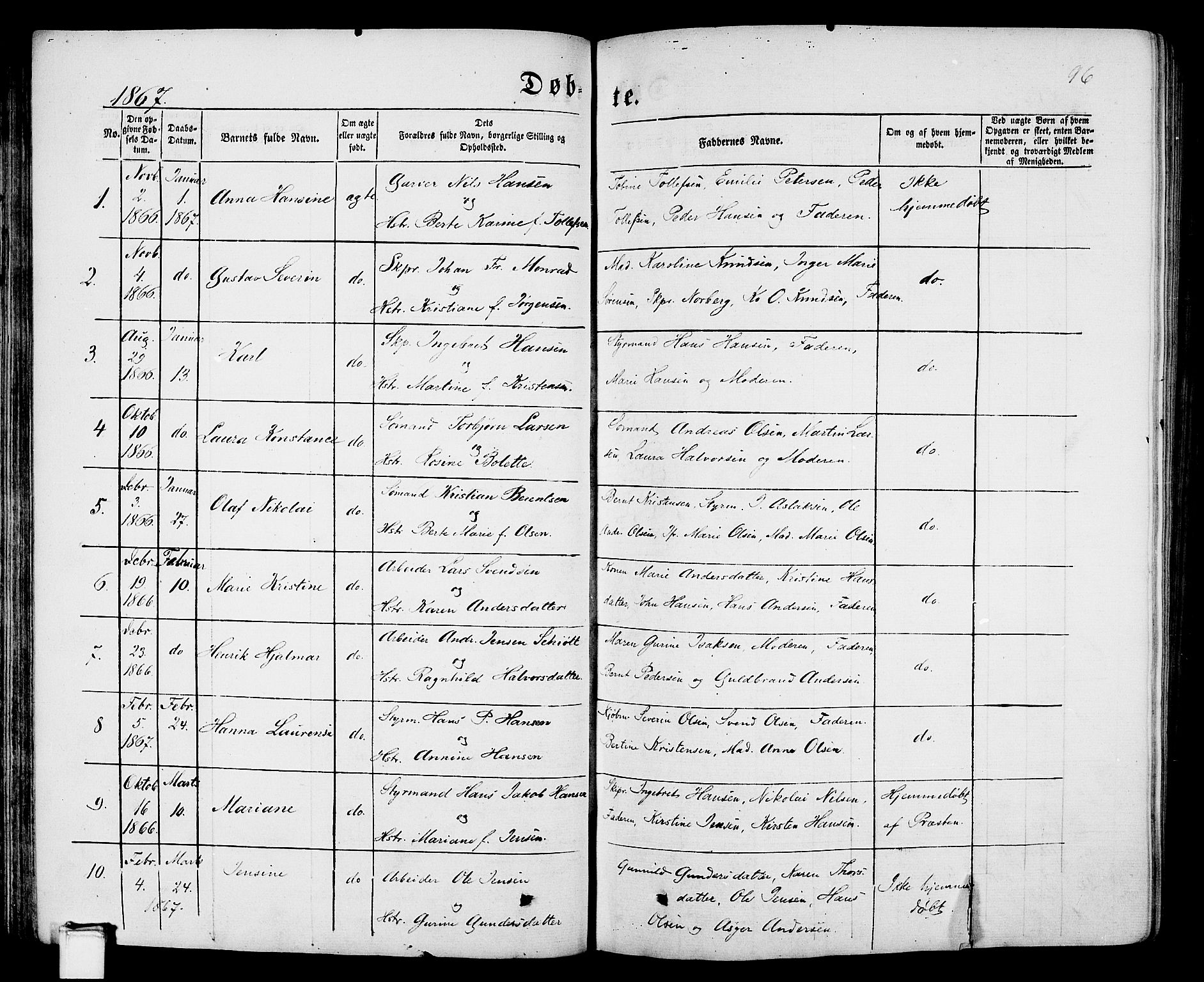 Porsgrunn kirkebøker , AV/SAKO-A-104/G/Gb/L0004: Parish register (copy) no. II 4, 1853-1882, p. 96