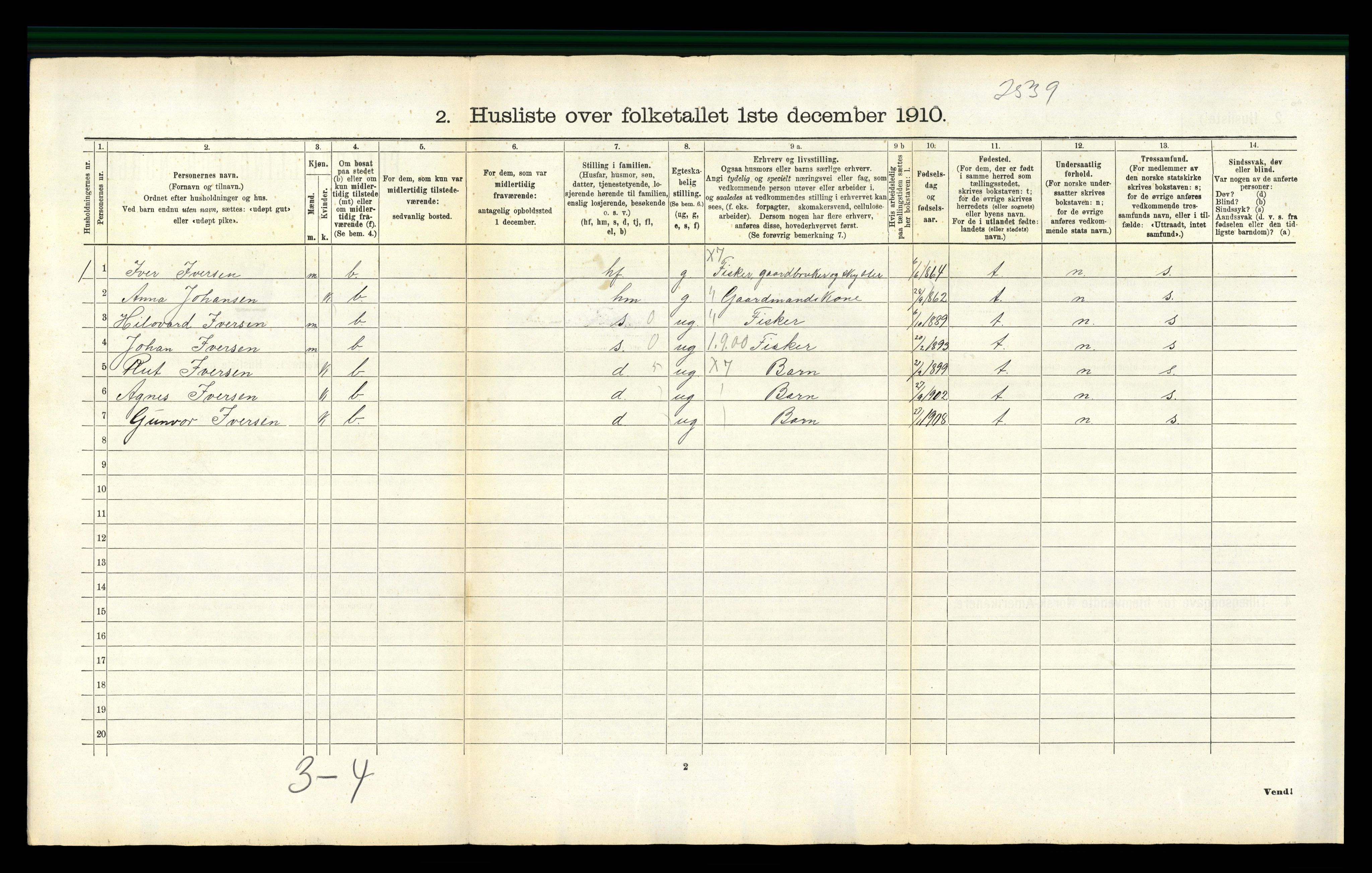 RA, 1910 census for Brønnøy, 1910, p. 122