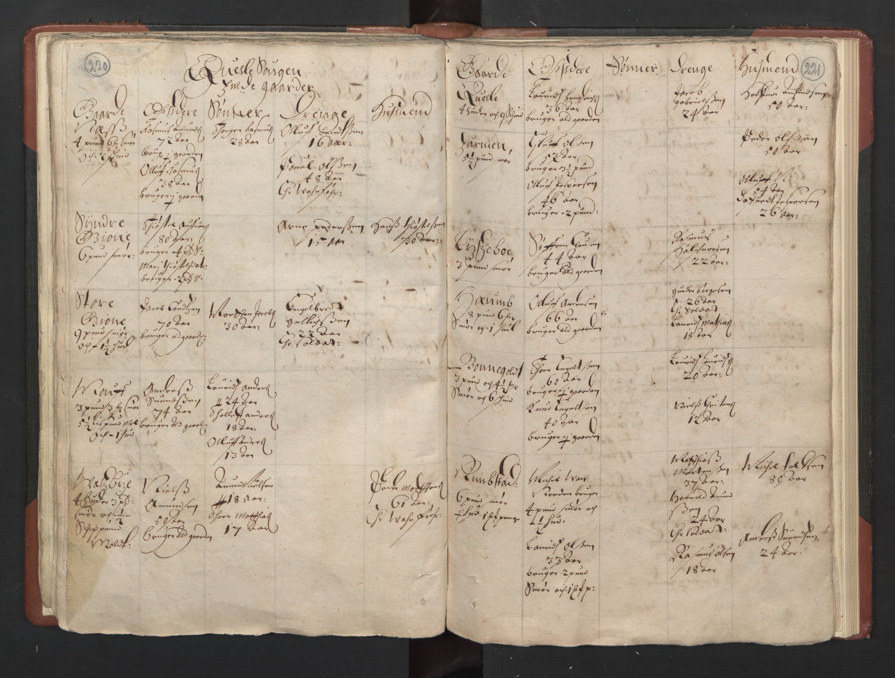 RA, Bailiff's Census 1664-1666, no. 5: Modern Buskerud county and modern Vestfold county, 1664, p. 220-221