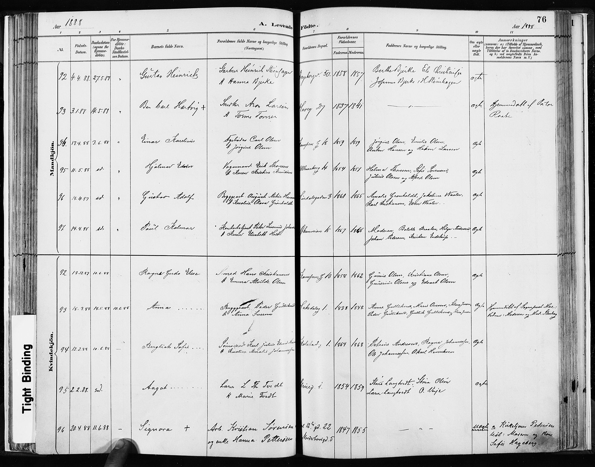 Kampen prestekontor Kirkebøker, AV/SAO-A-10853/F/Fa/L0003: Parish register (official) no. I 3, 1886-1892, p. 76