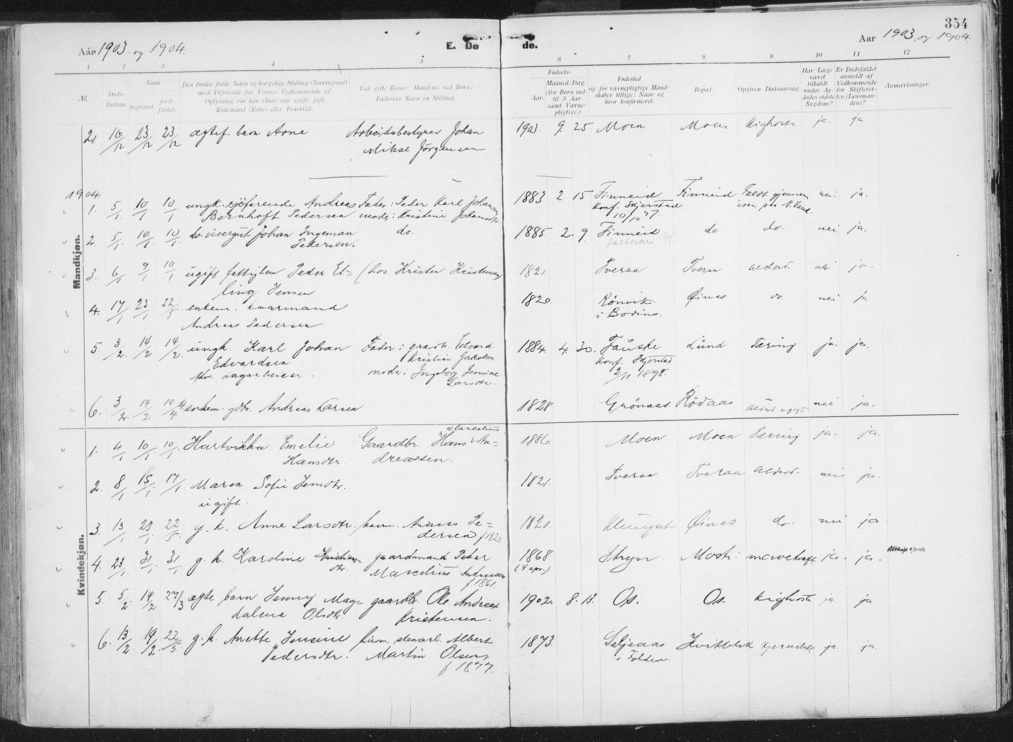 Ministerialprotokoller, klokkerbøker og fødselsregistre - Nordland, SAT/A-1459/849/L0696: Parish register (official) no. 849A08, 1898-1910, p. 354