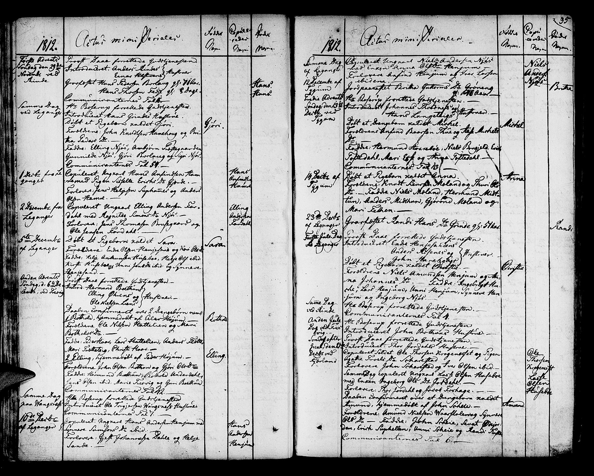 Leikanger sokneprestembete, AV/SAB-A-81001/H/Haa/Haaa/L0006: Parish register (official) no. A 6, 1810-1838, p. 35