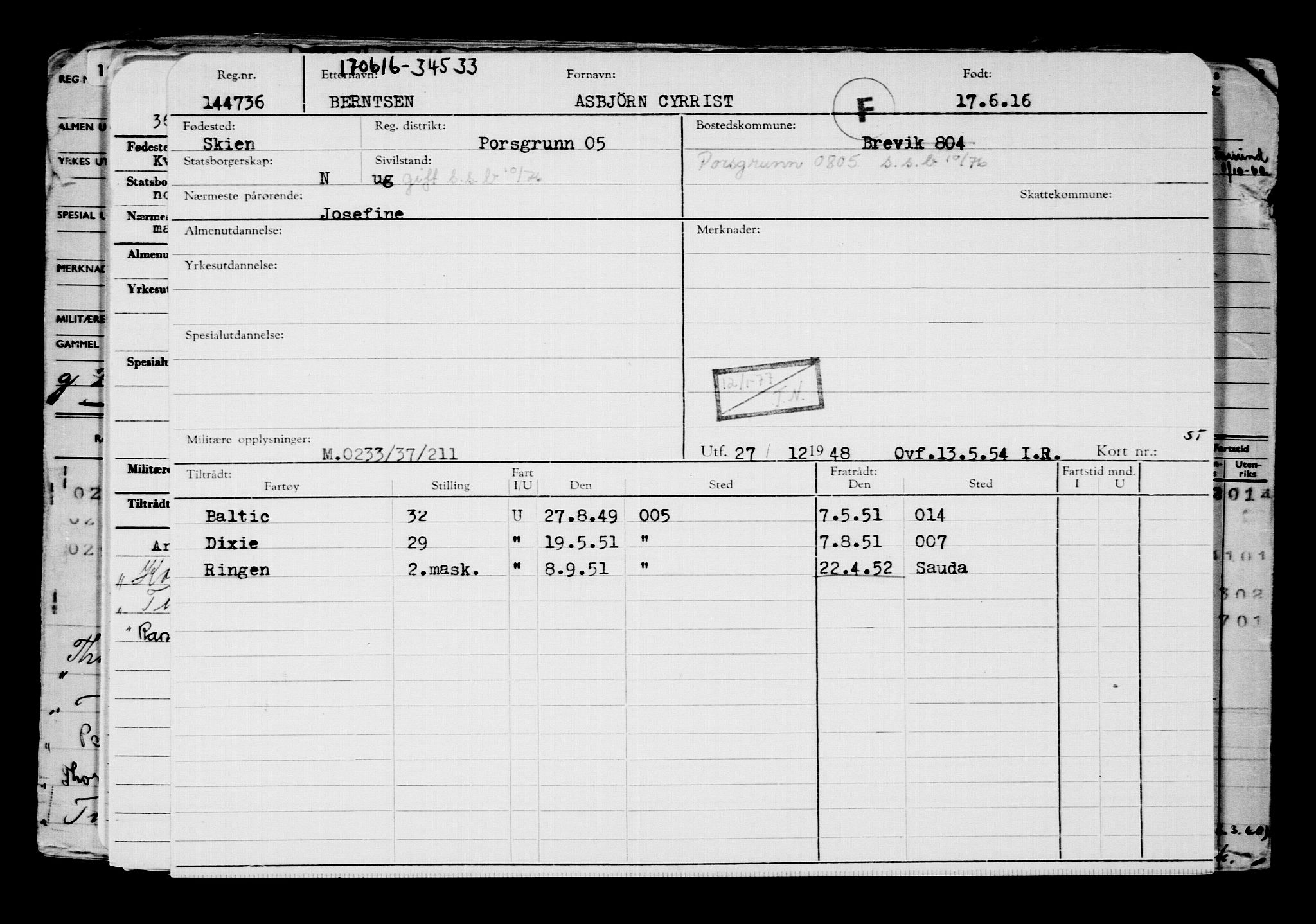 Direktoratet for sjømenn, AV/RA-S-3545/G/Gb/L0140: Hovedkort, 1916, p. 141