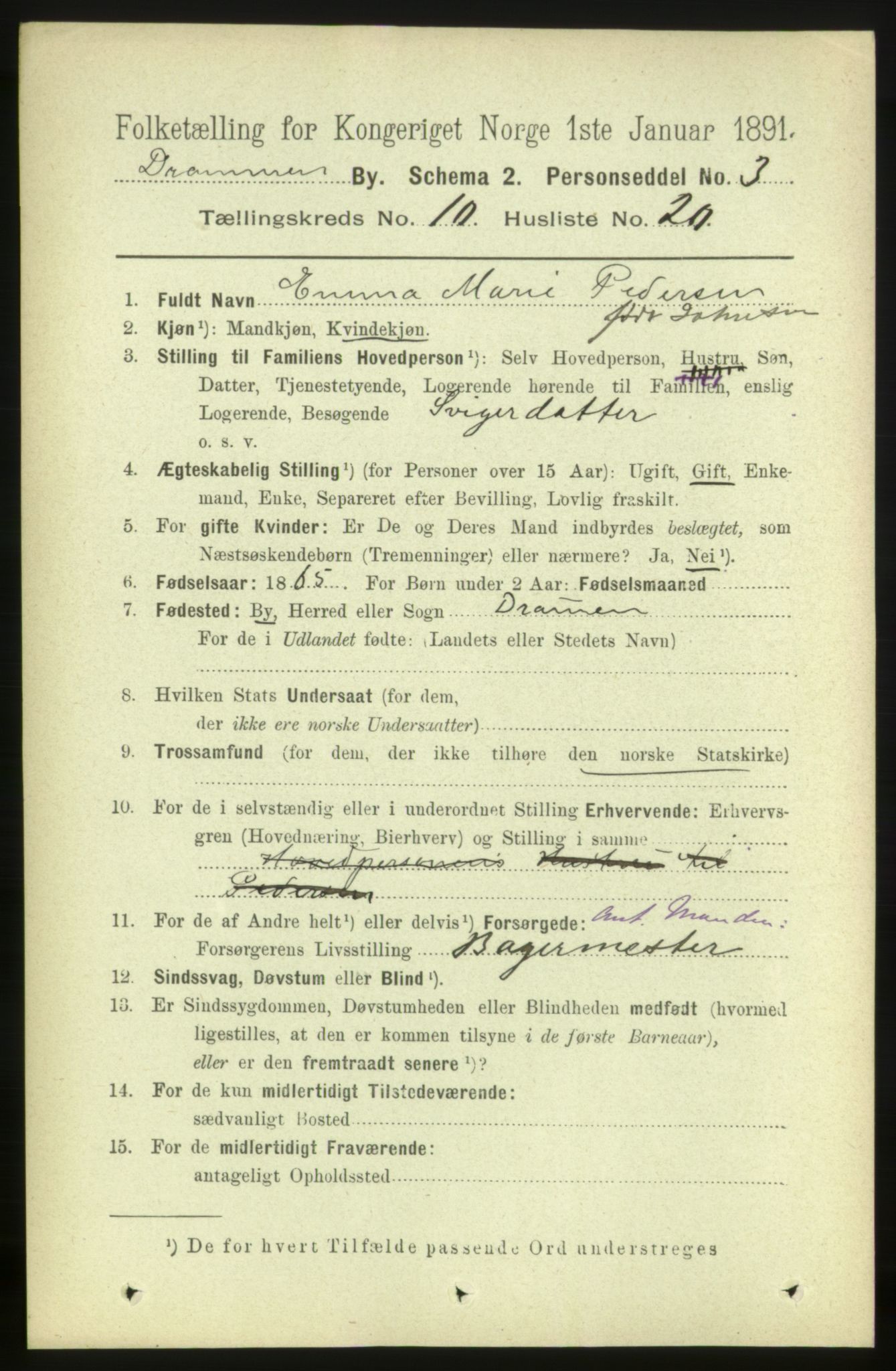 RA, 1891 census for 0602 Drammen, 1891, p. 8194