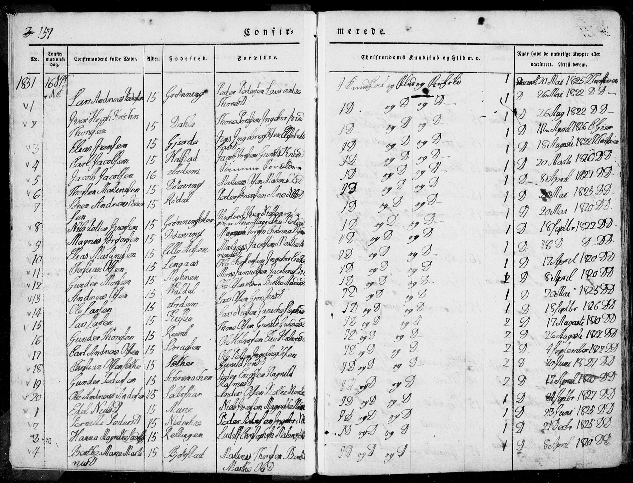 Ministerialprotokoller, klokkerbøker og fødselsregistre - Møre og Romsdal, SAT/A-1454/519/L0248: Parish register (official) no. 519A07, 1829-1860, p. 157