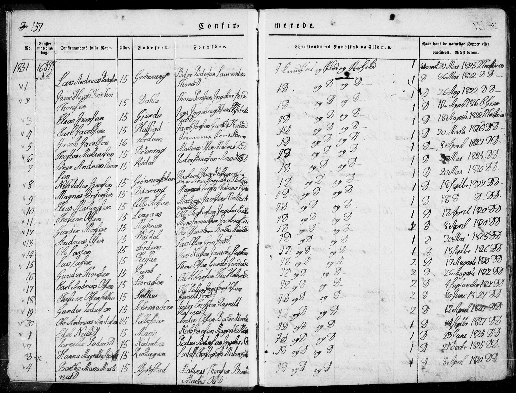 Ministerialprotokoller, klokkerbøker og fødselsregistre - Møre og Romsdal, AV/SAT-A-1454/519/L0248: Parish register (official) no. 519A07, 1829-1860, p. 157