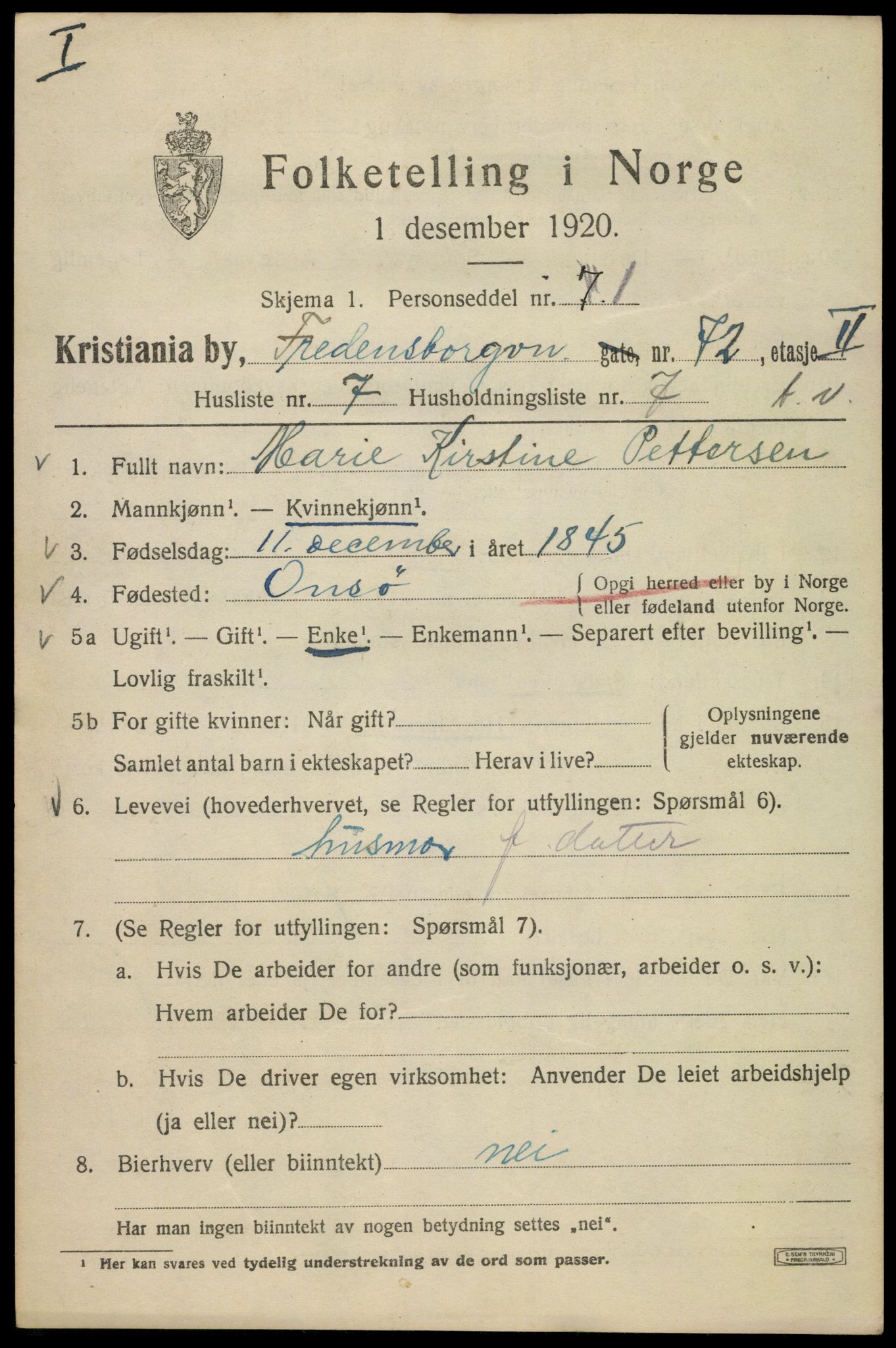 SAO, 1920 census for Kristiania, 1920, p. 237197