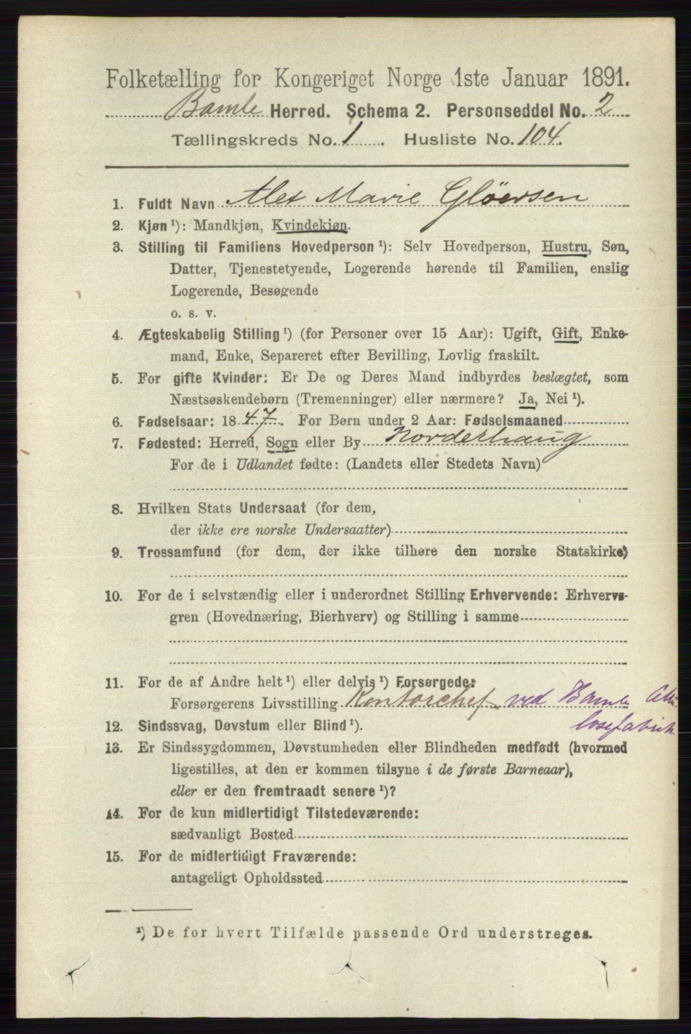 RA, 1891 census for 0814 Bamble, 1891, p. 924